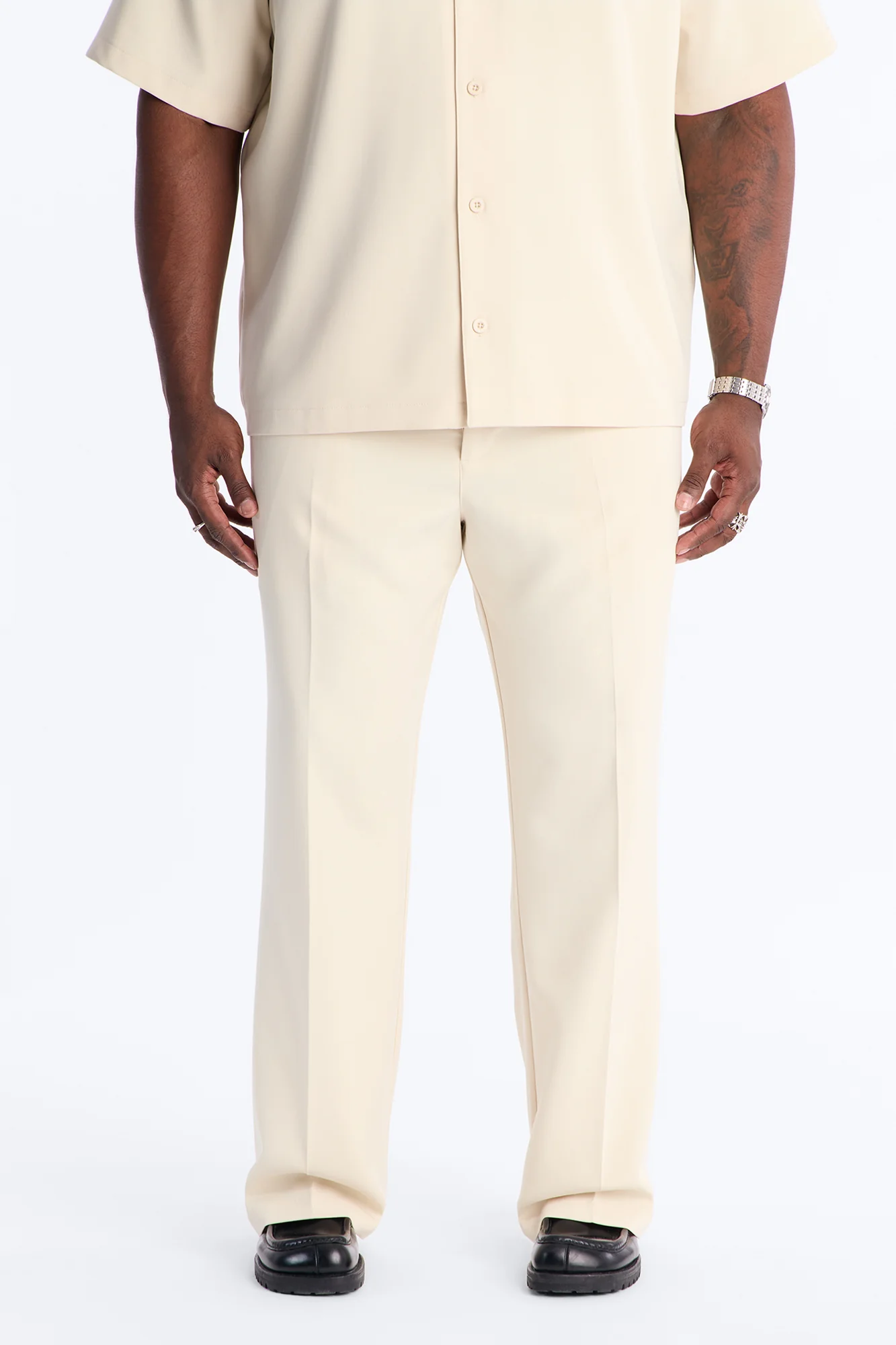 Modern Essential Slim Flare Slit Trouser - Beige - Image 4