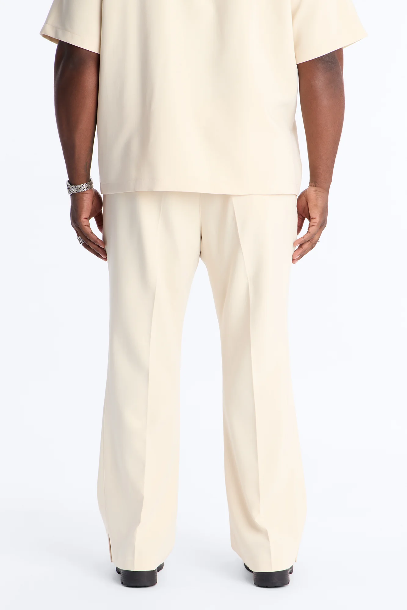 Modern Essential Slim Flare Slit Trouser - Beige - Image 7