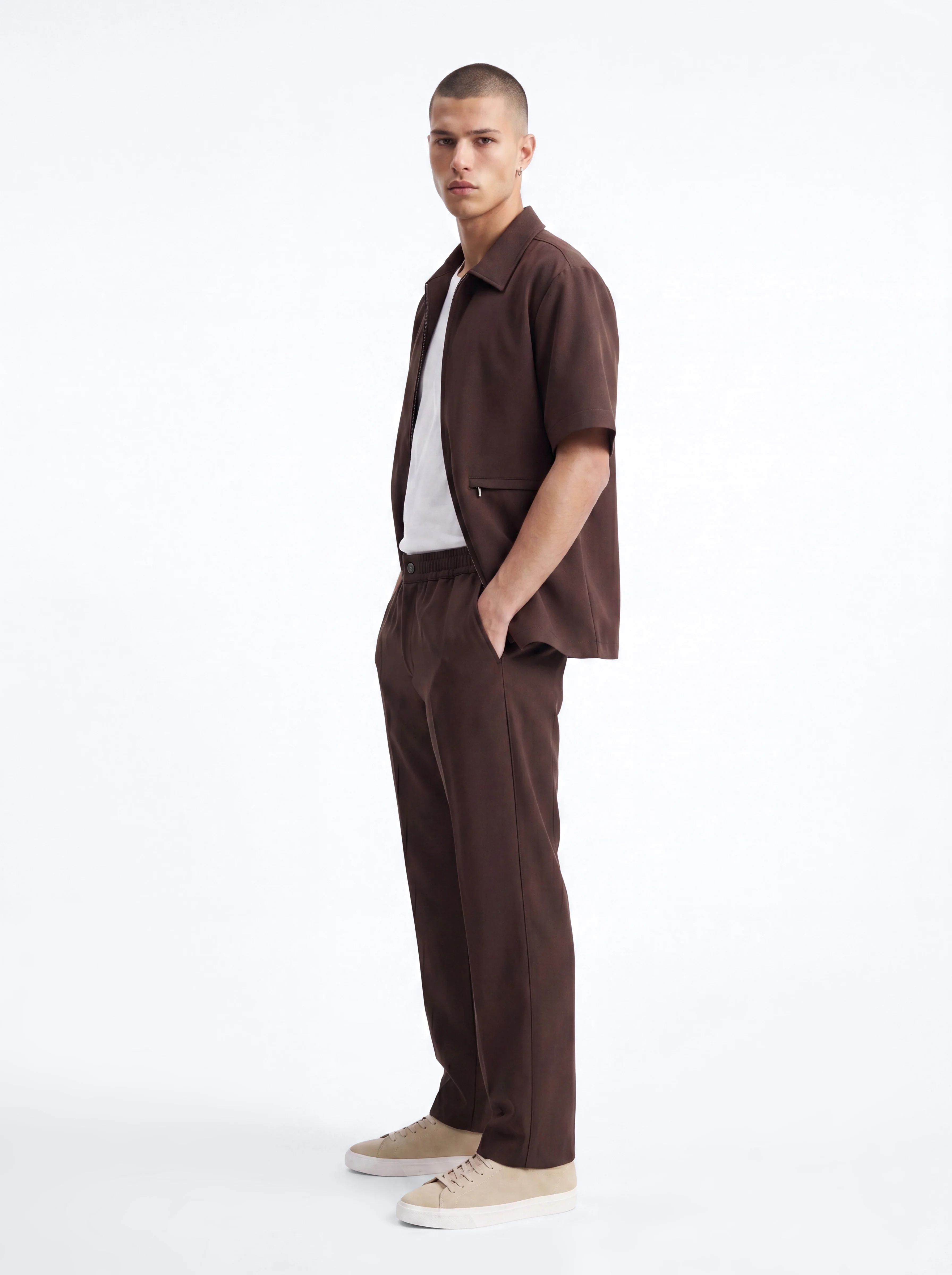 Modern Essential Straight Trouser - Chocolate