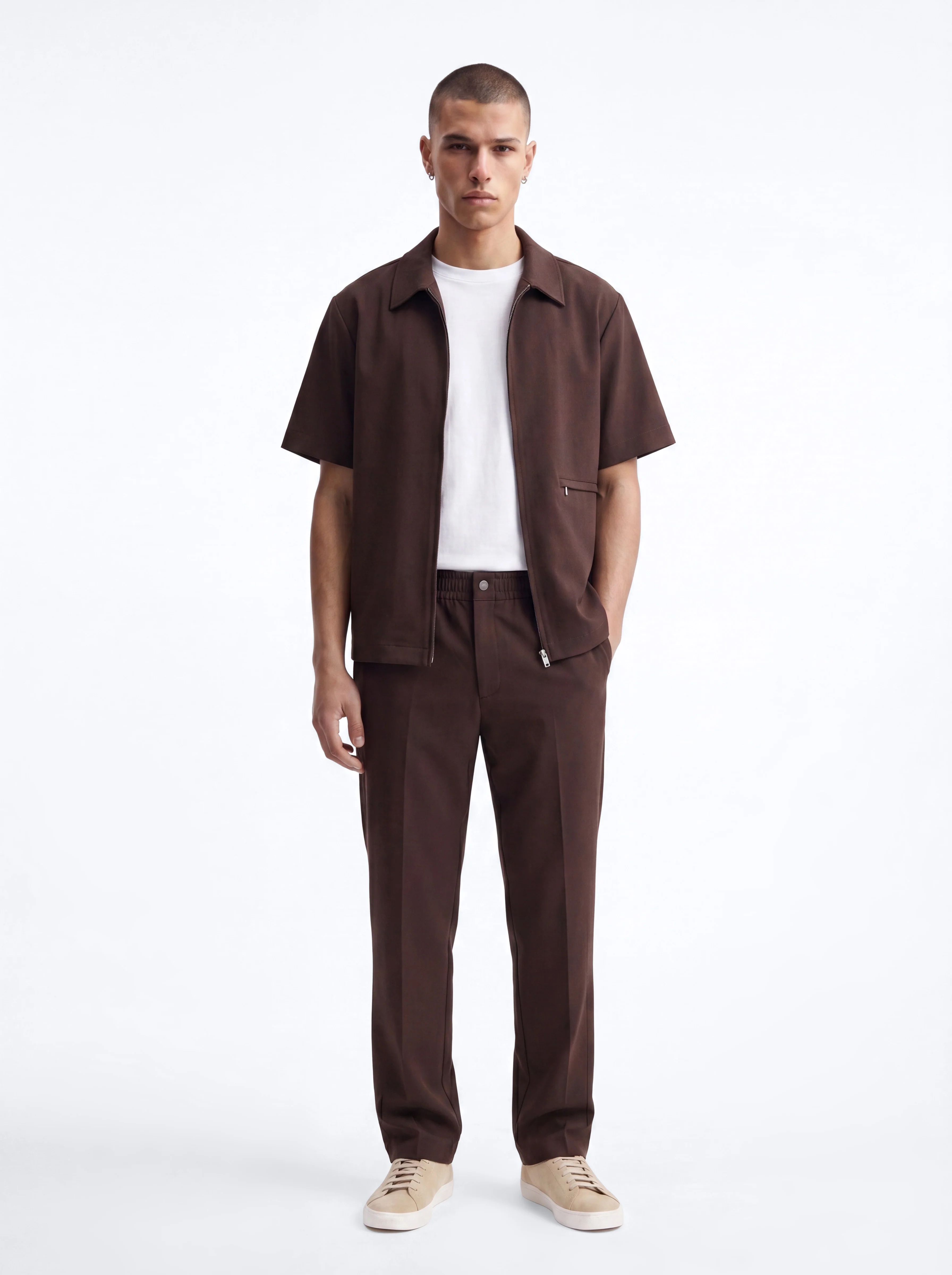 Modern Essential Straight Trouser - Chocolate - Image 2