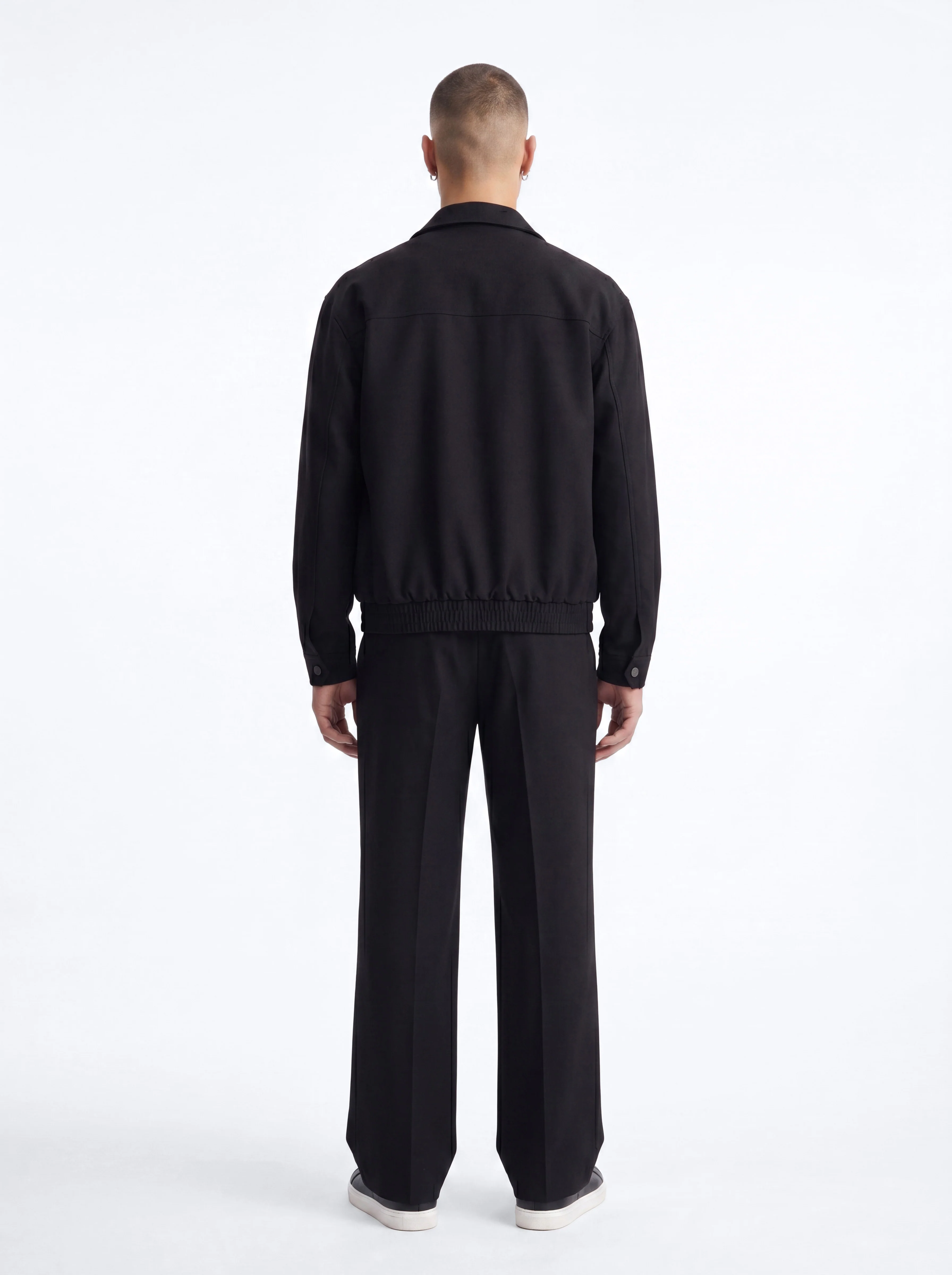 Modern Essential Wide Leg Pleated Hybrid Waist Trouser - Black - Image 3