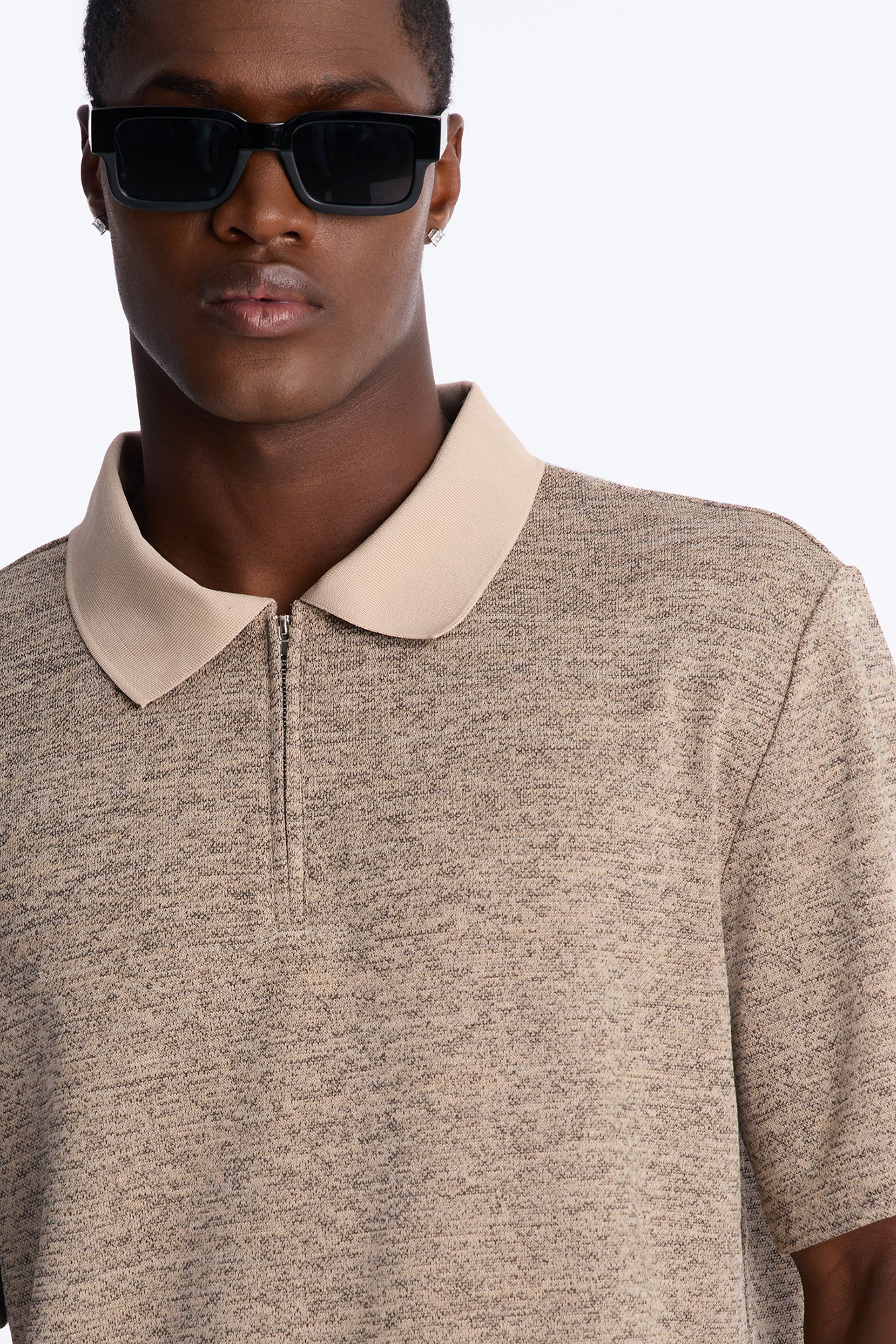 Modern Quarter Zip Polo - Brown/combo - Image 3