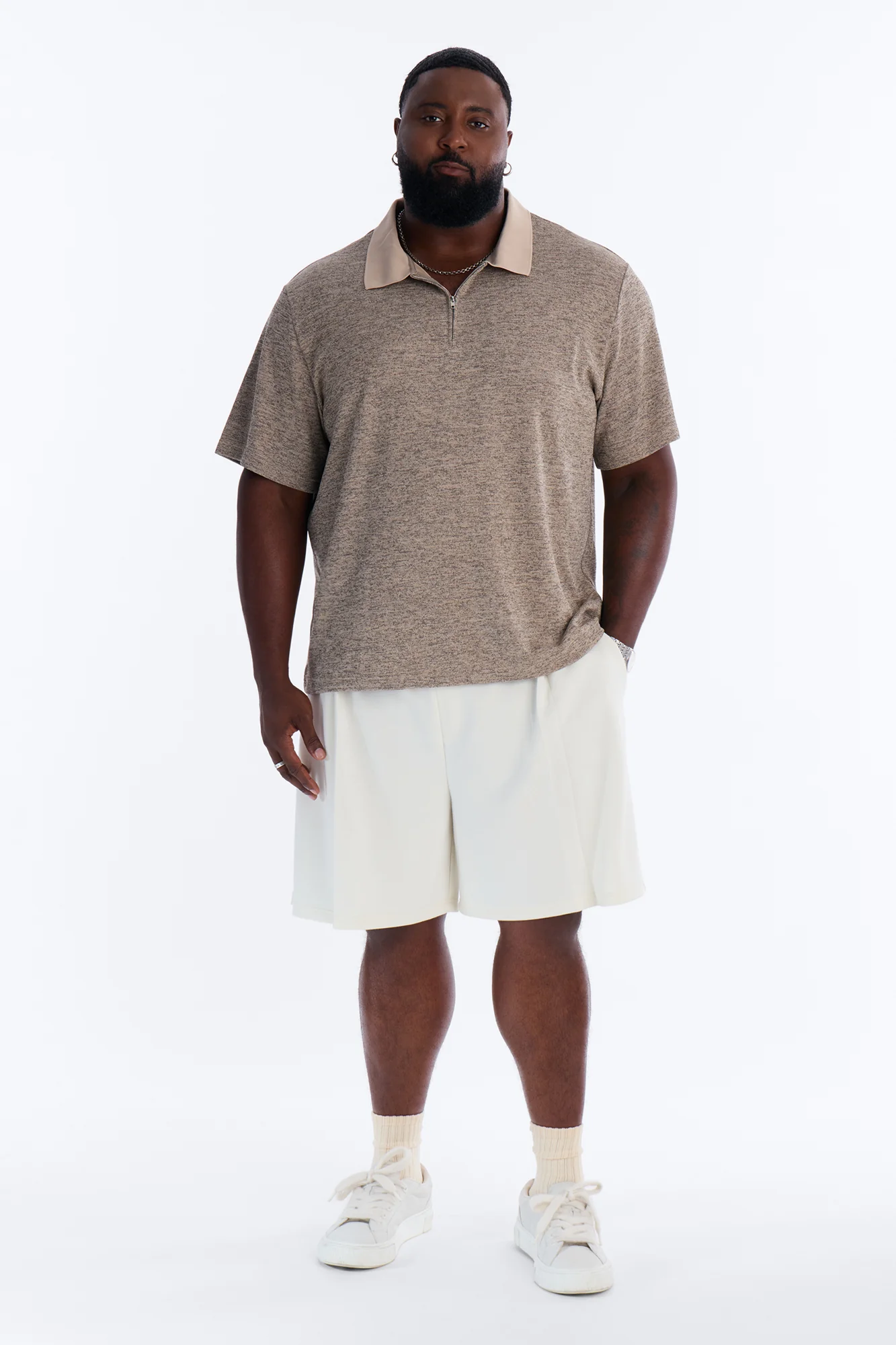 Modern Quarter Zip Polo - Brown/combo - Image 6