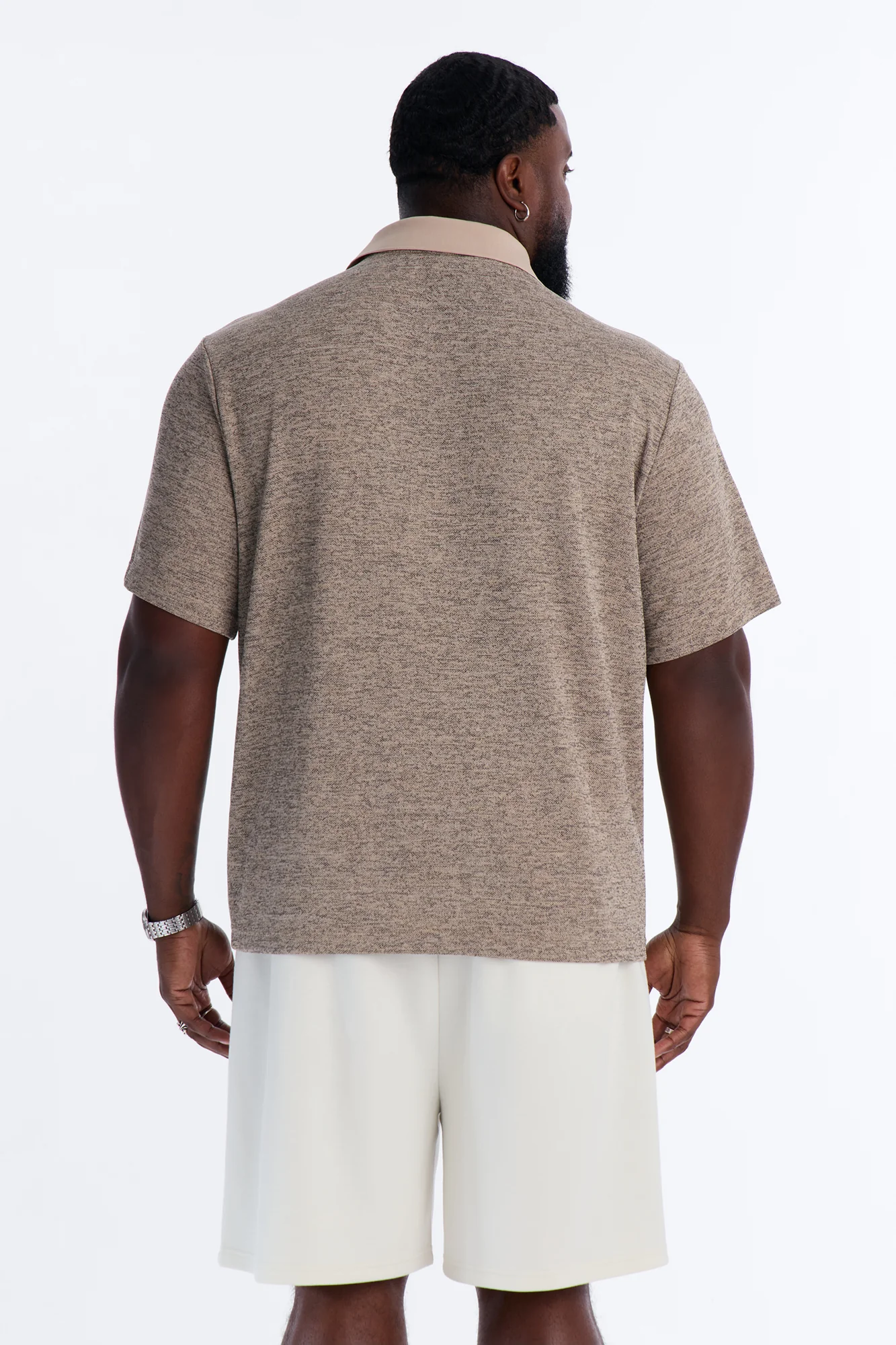 Modern Quarter Zip Polo - Brown/combo - Image 7