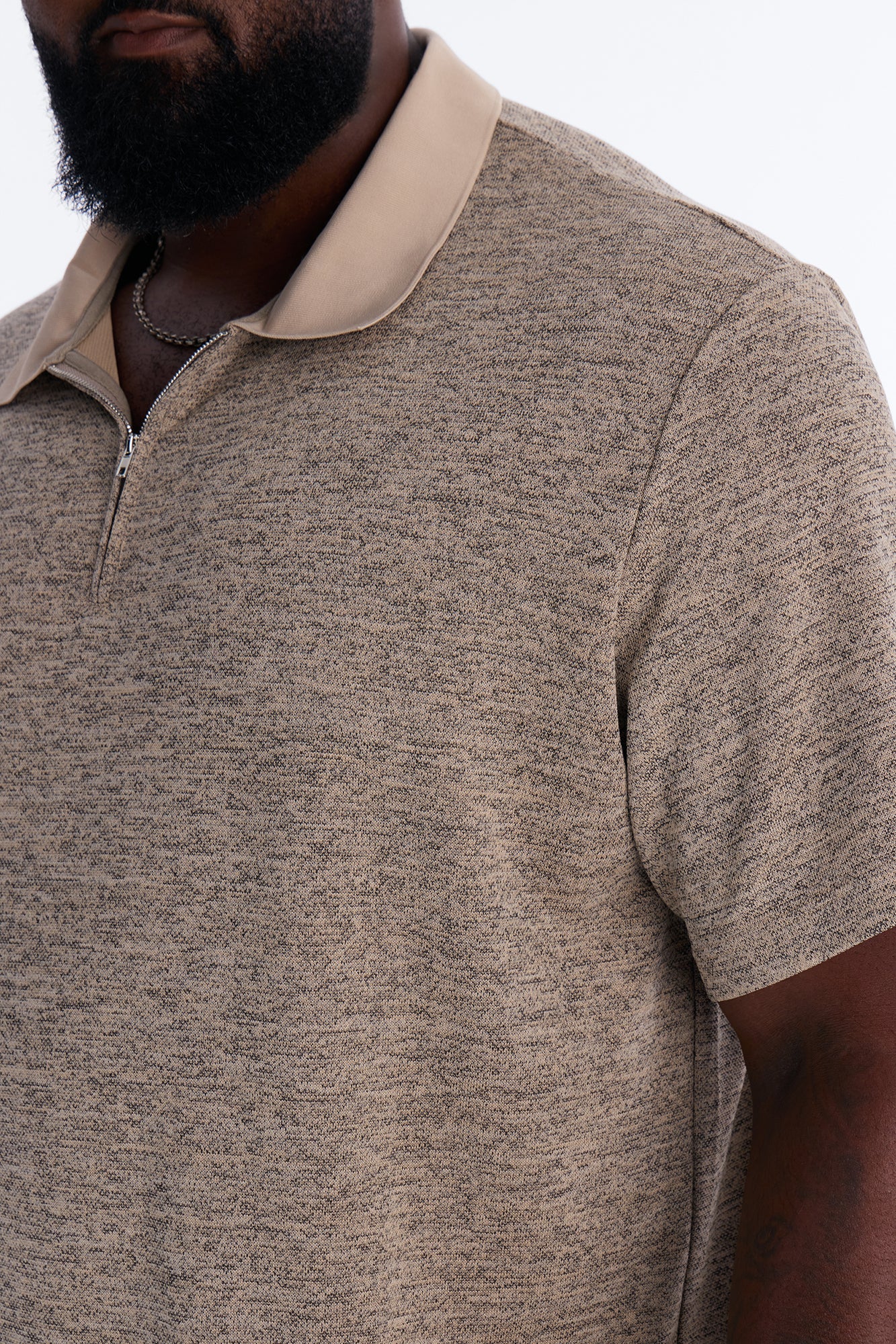 Modern Quarter Zip Polo - Brown/combo - Image 8