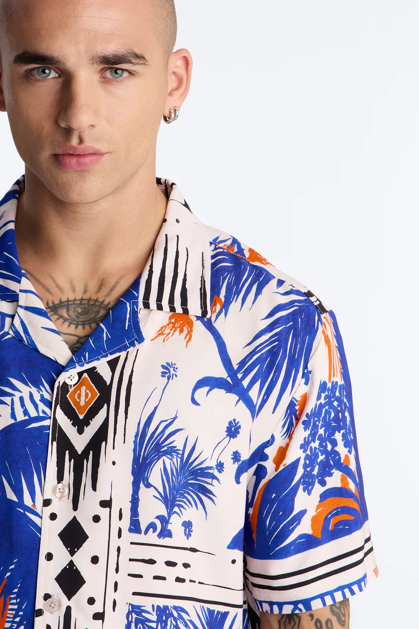 Monaco Palms Button Up Shirt - Navy - Image 3