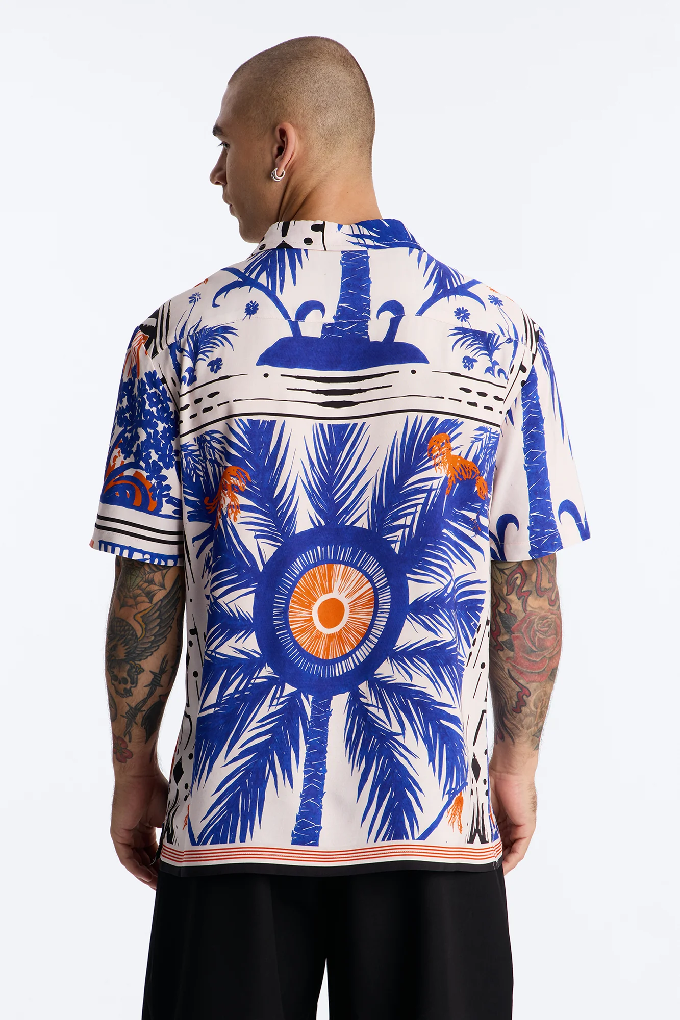 Monaco Palms Button Up Shirt - Navy - Image 4
