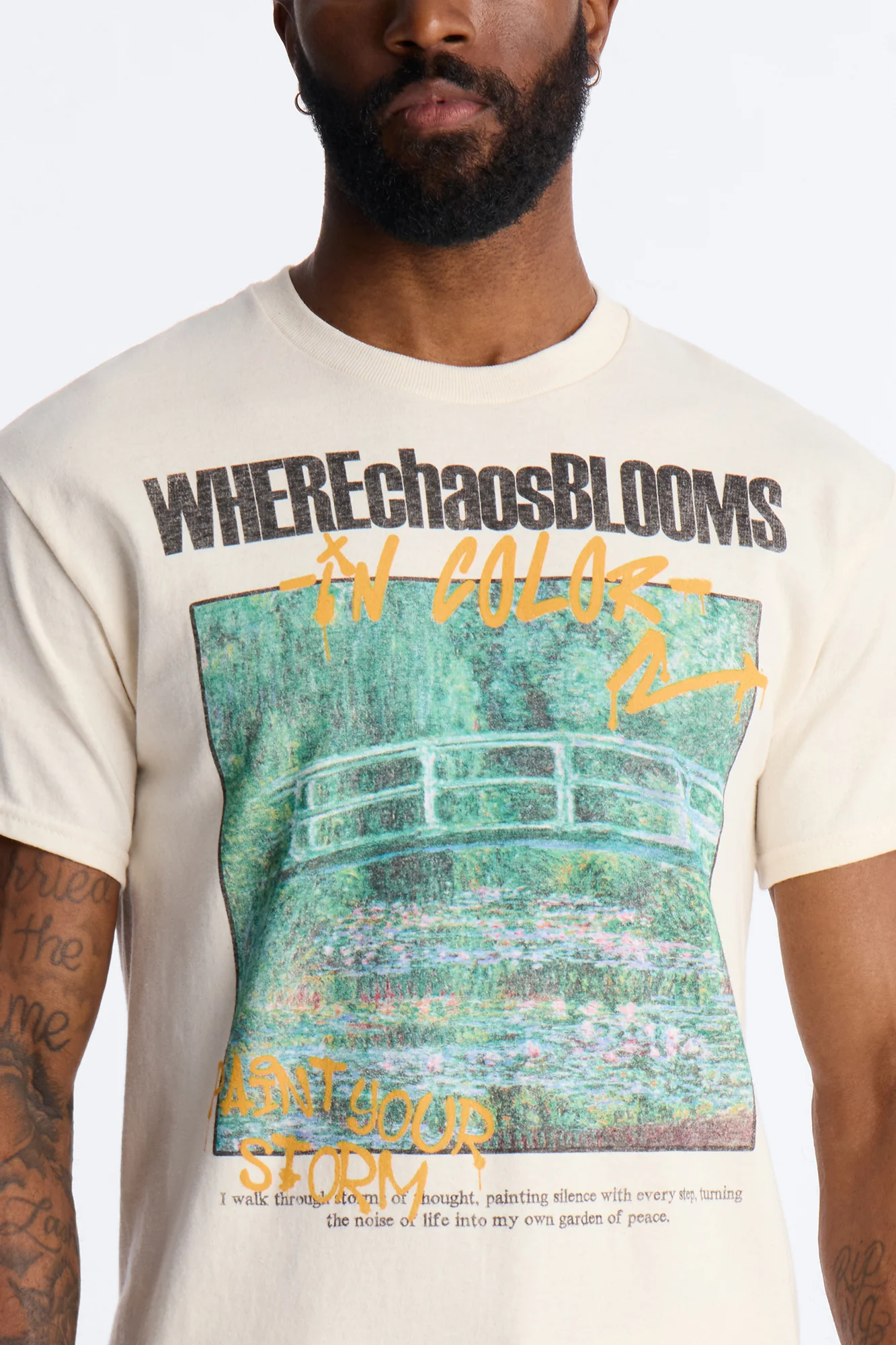 Monet Where Chaos Blooms Short Sleeve Tee - Natural - Image 3