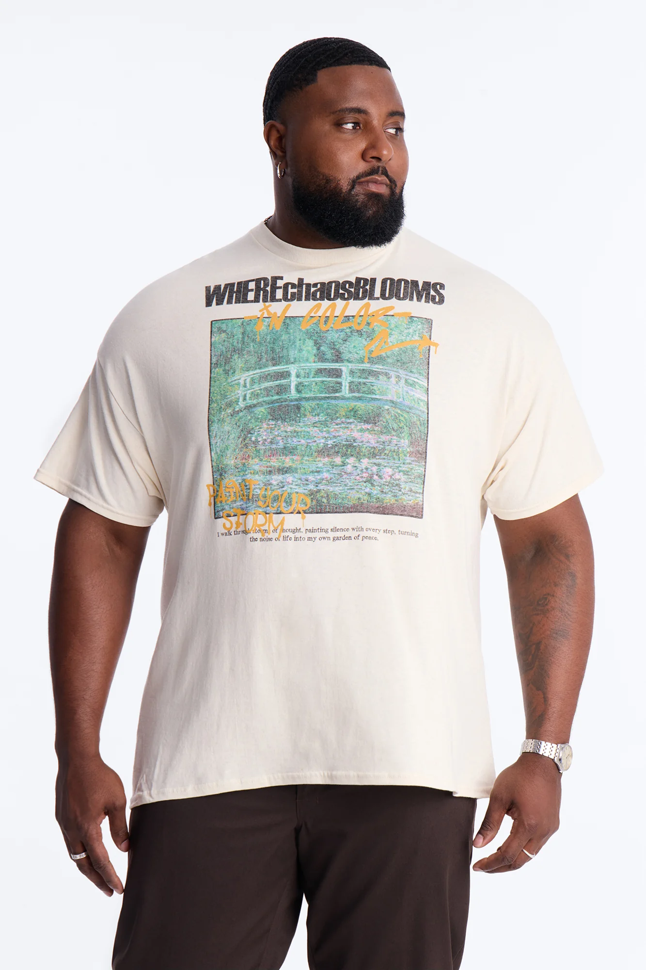 Monet Where Chaos Blooms Short Sleeve Tee - Natural - Image 4