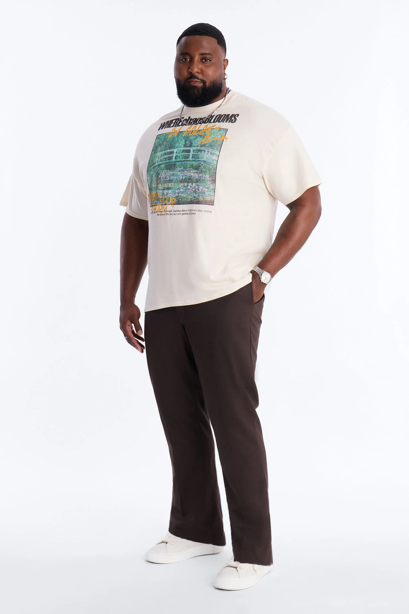 Monet Where Chaos Blooms Short Sleeve Tee - Natural - Image 5