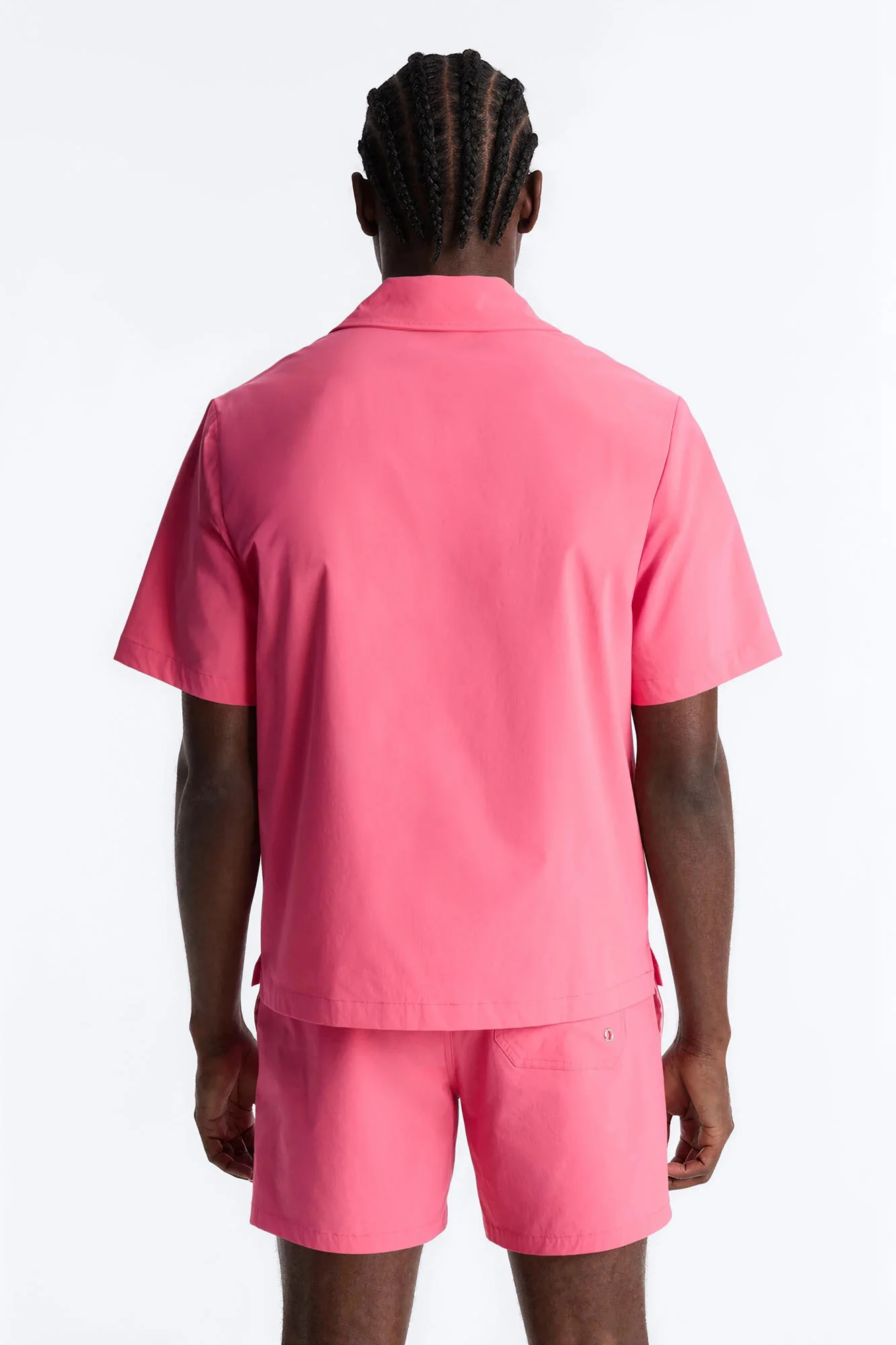 Montez Cuban Collar Button Up Shirt - Hot Pink - Image 4