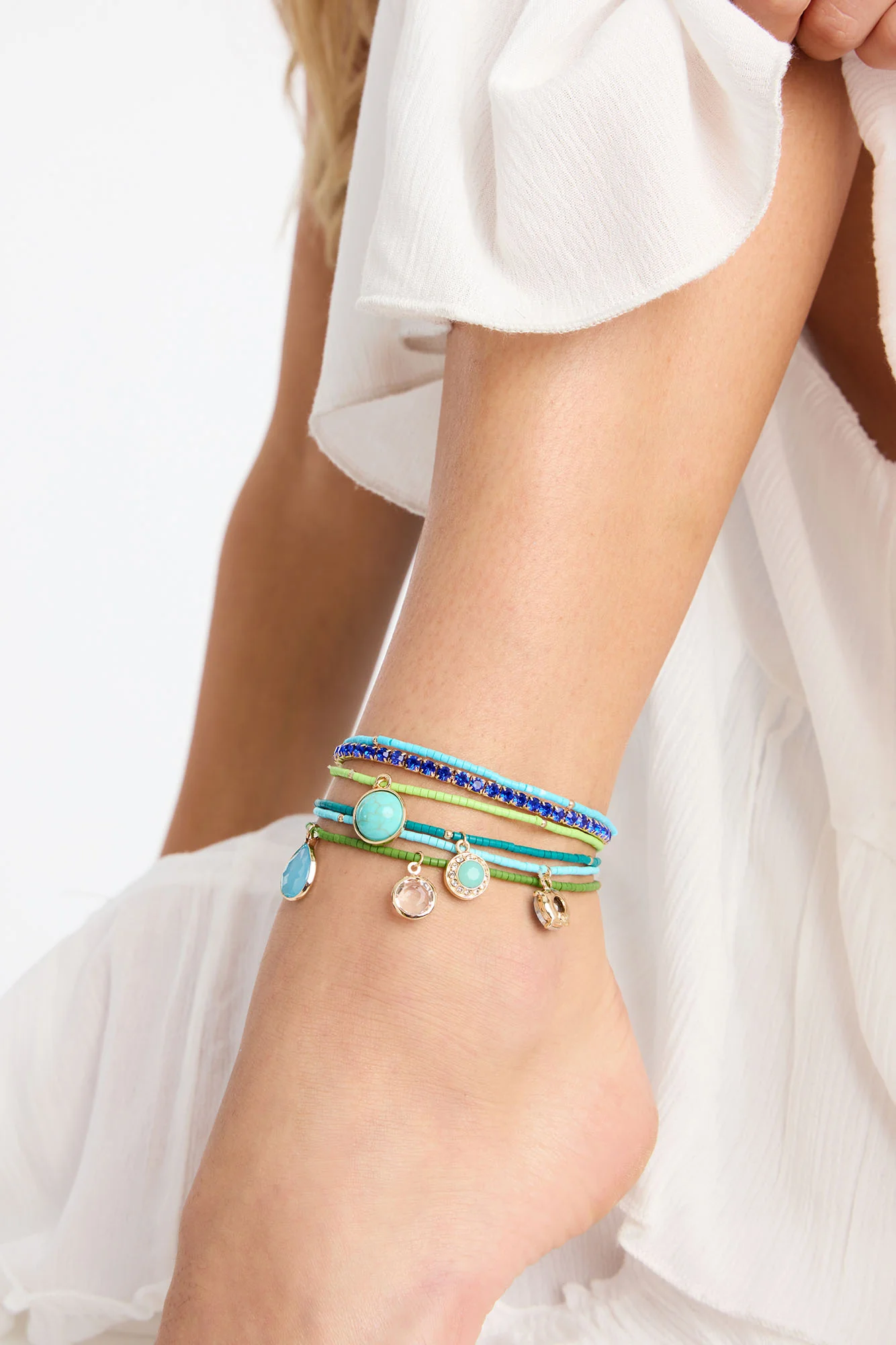 Moon Jewel 6 Piece Anklet Set - Blue/combo - Image 2