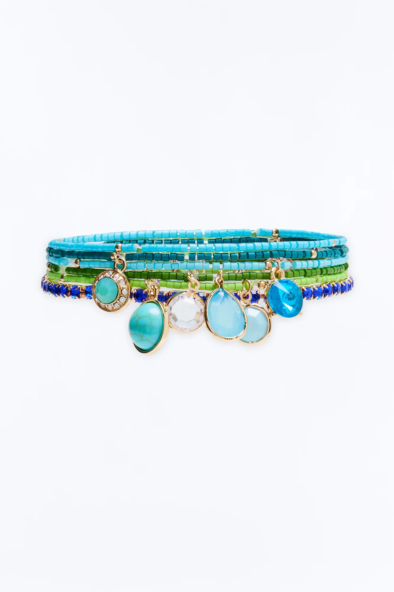 Moon Jewel 6 Piece Anklet Set - Blue/combo - Image 3