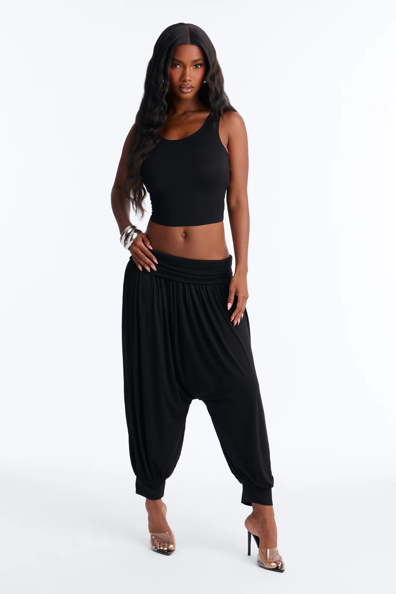 Moonchild Cropped Balloon Pant Set - Black