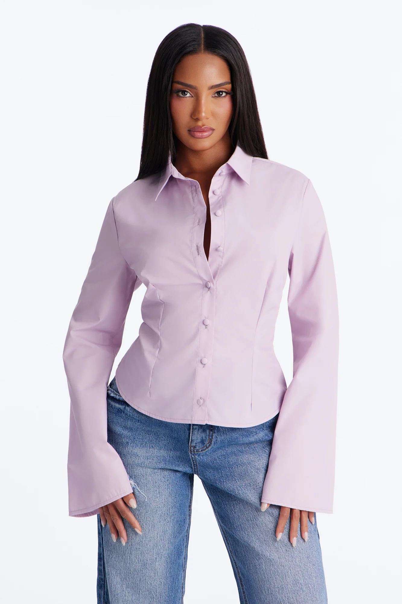 Morgan Poplin Shirt - Lilac
