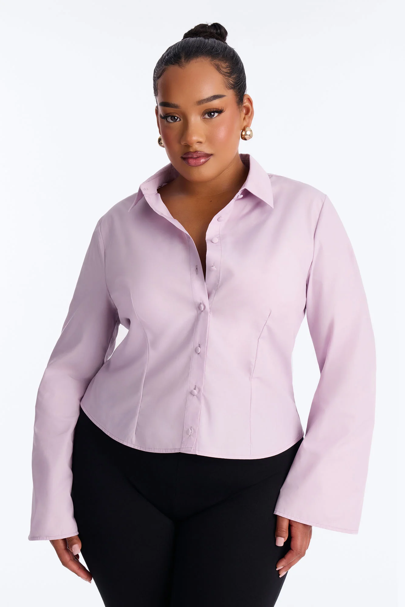 Morgan Poplin Shirt - Lilac - Image 6