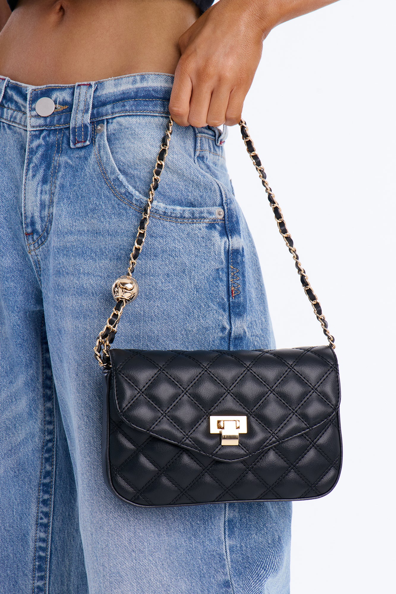 Morning Class Faux Leather Crossbody - Black