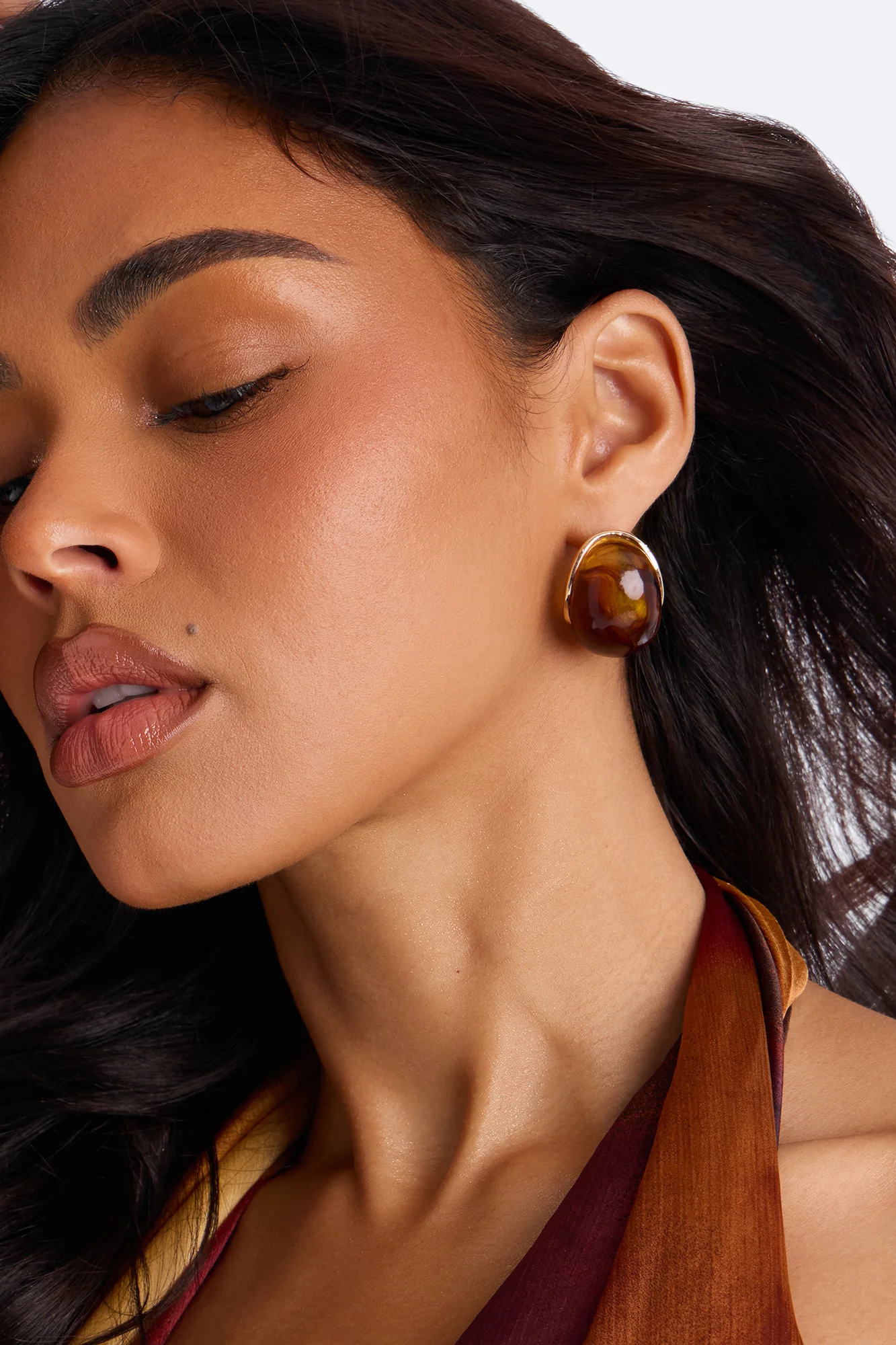Morning Muse Jeweled Stud Earrings - Gold/Brown
