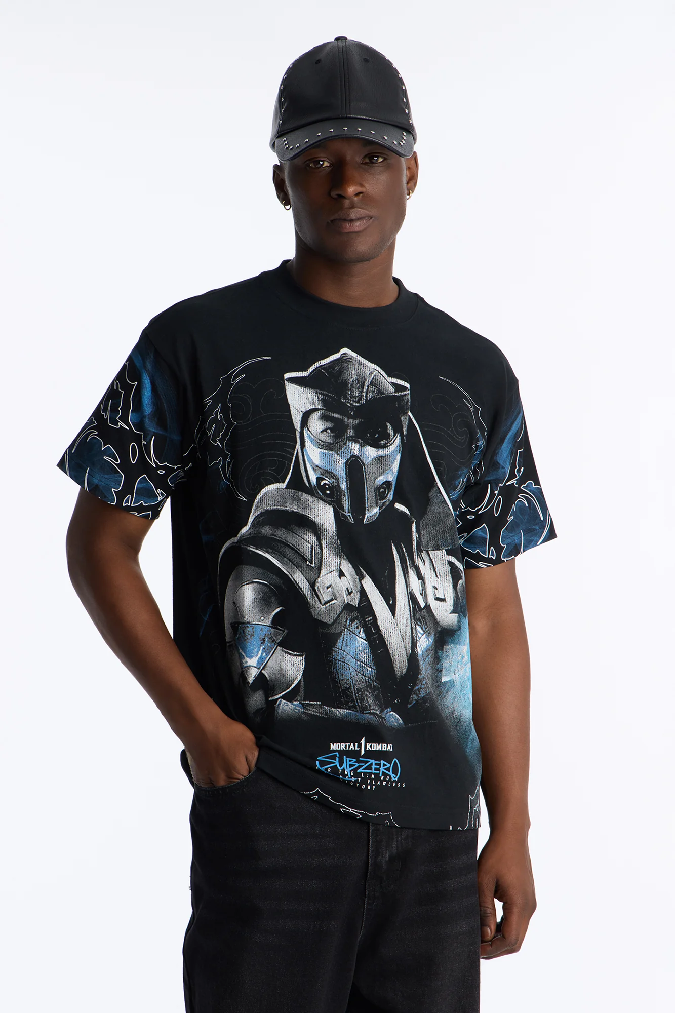 Mortal Kombat Sub Zero Heavy Weight Boxy Short Sleeve Tee - Black