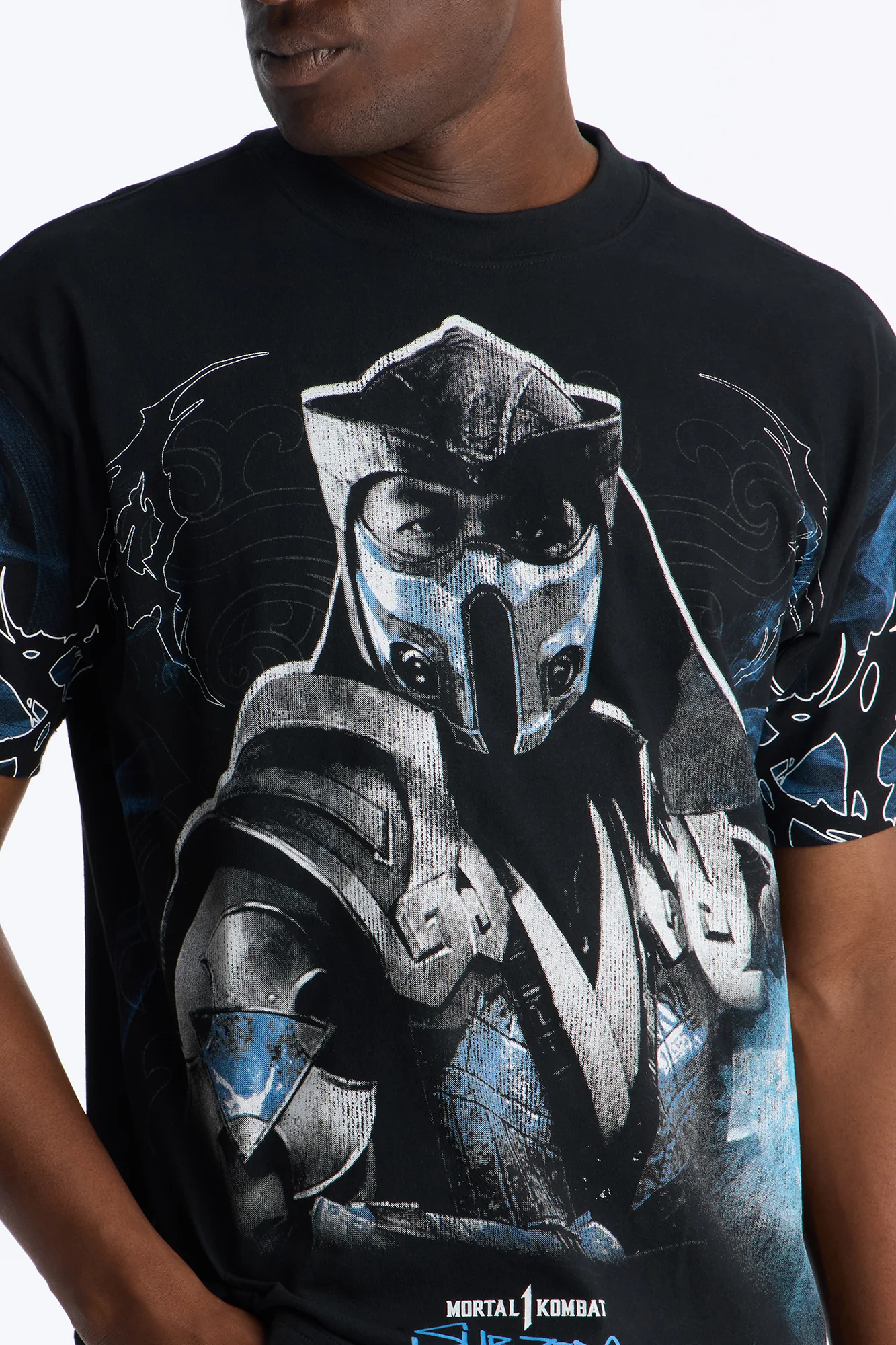 Mortal Kombat Sub Zero Heavy Weight Boxy Short Sleeve Tee - Black - Image 3