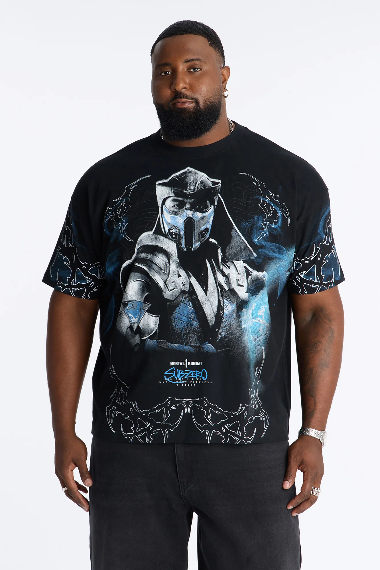 Mortal Kombat Sub Zero Heavy Weight Boxy Short Sleeve Tee - Black - Image 4