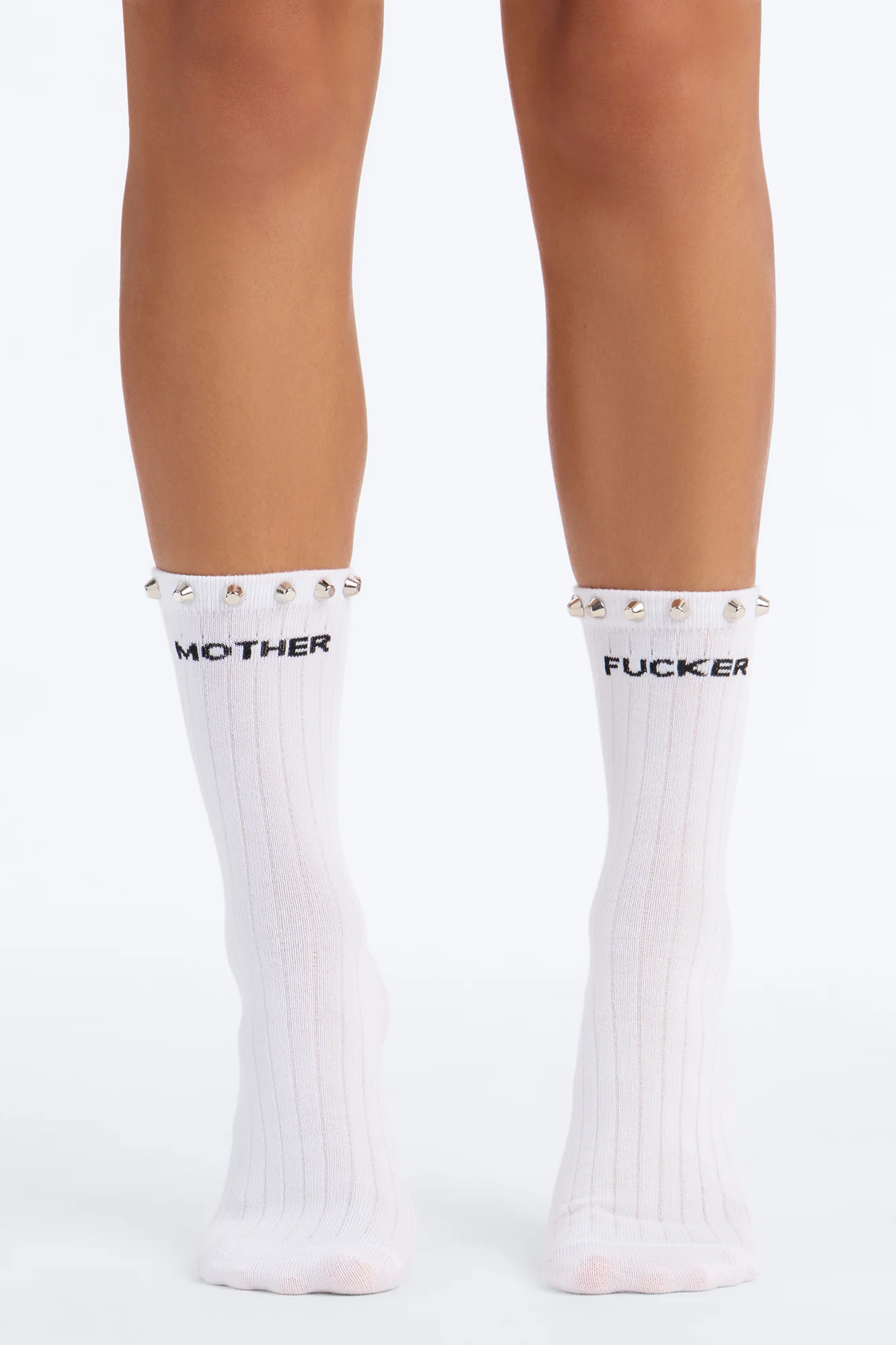 Mother Fucker Crew Socks - White/Black