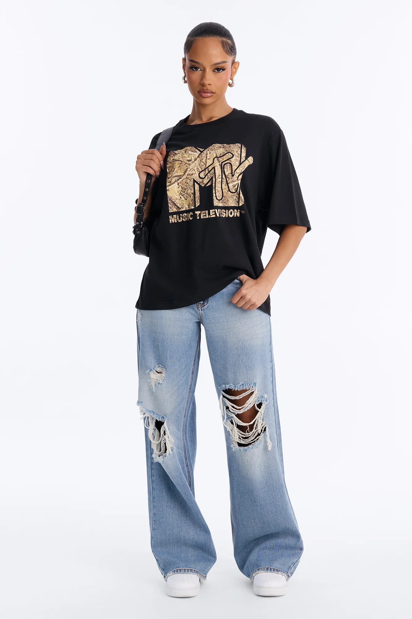 MTV Camo Fill Logo Boxy Tee - Black - Image 2