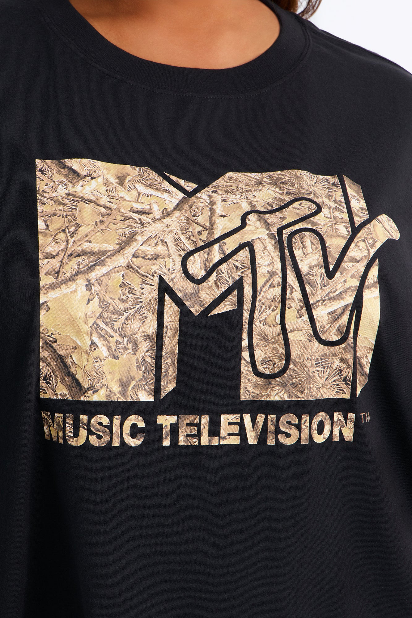 MTV Camo Fill Logo Boxy Tee - Black - Image 6