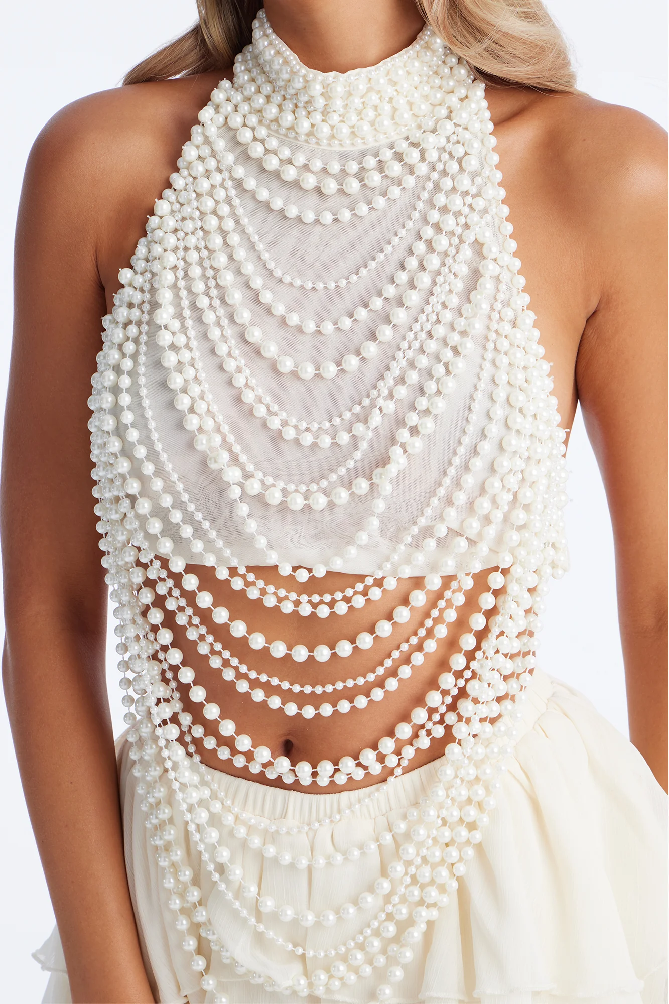 Muse Behavior Pearls Halter Top - White - Image 2