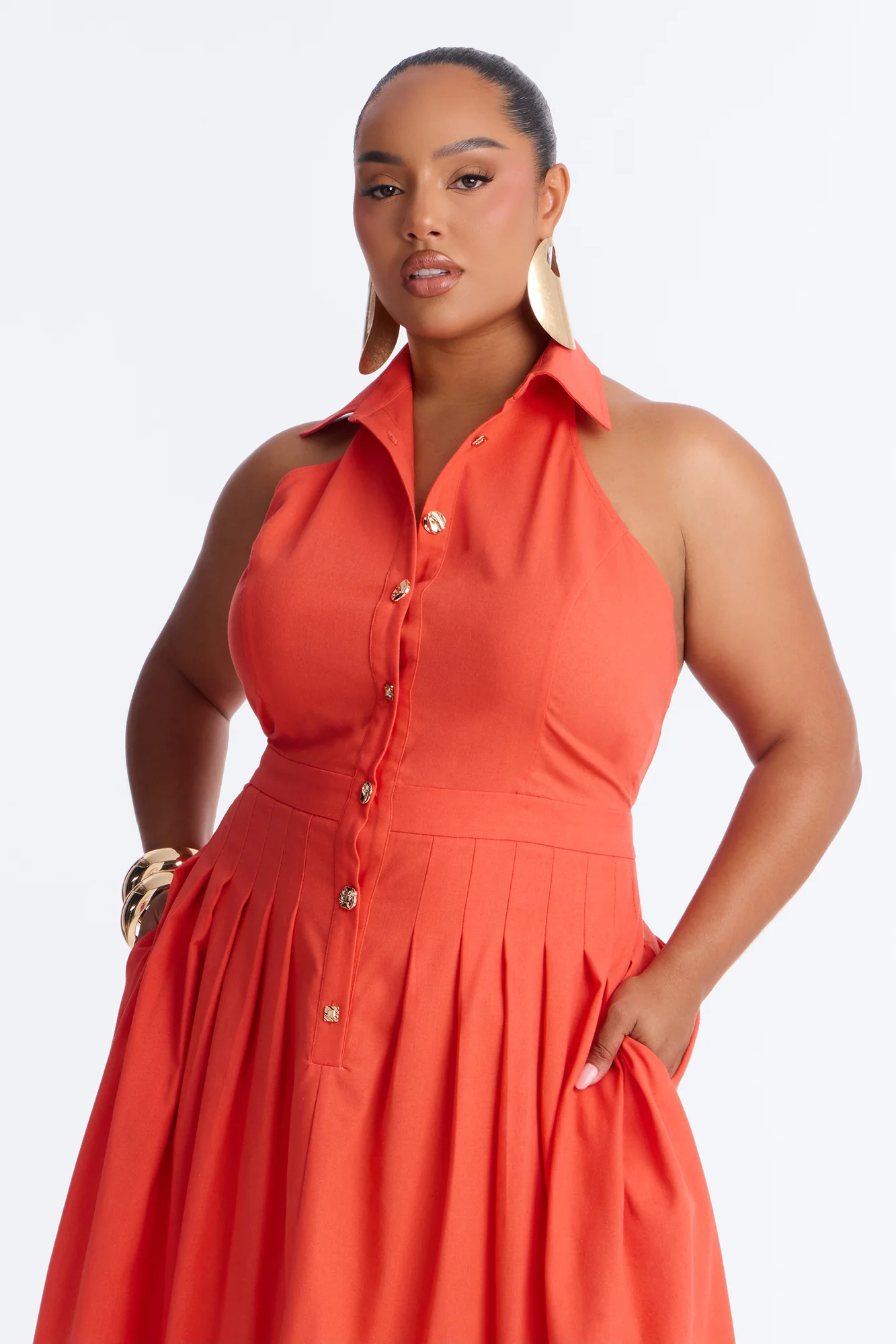 Must Be Nice Collared Maxi Dress - Coral - Image 6