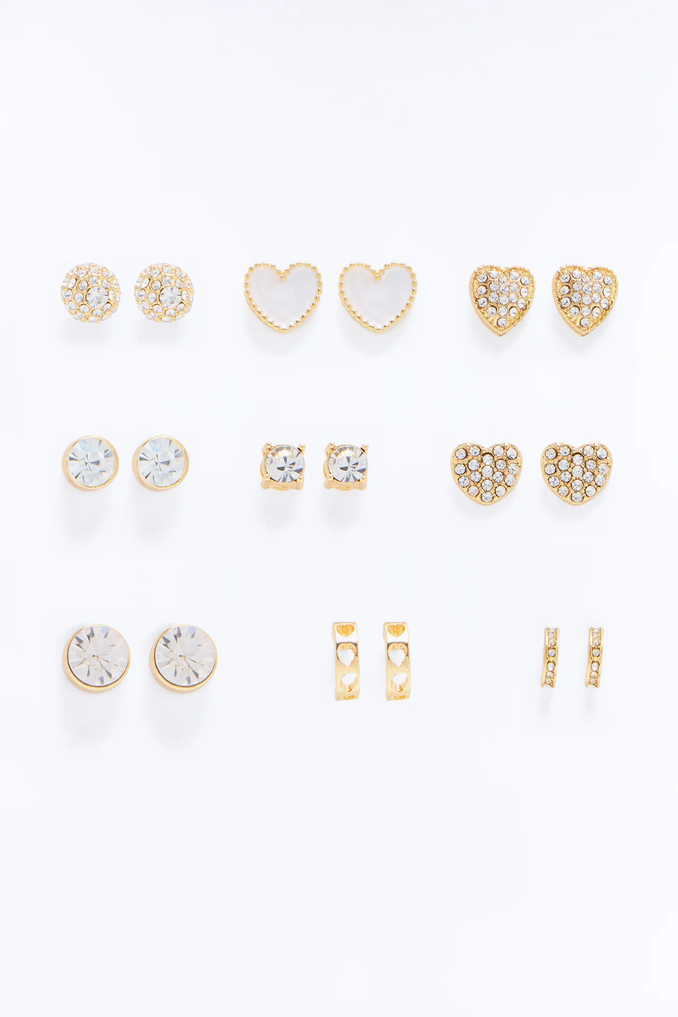 My Dainty Heart 9 Pair Multi Earrings Set - Gold/combo