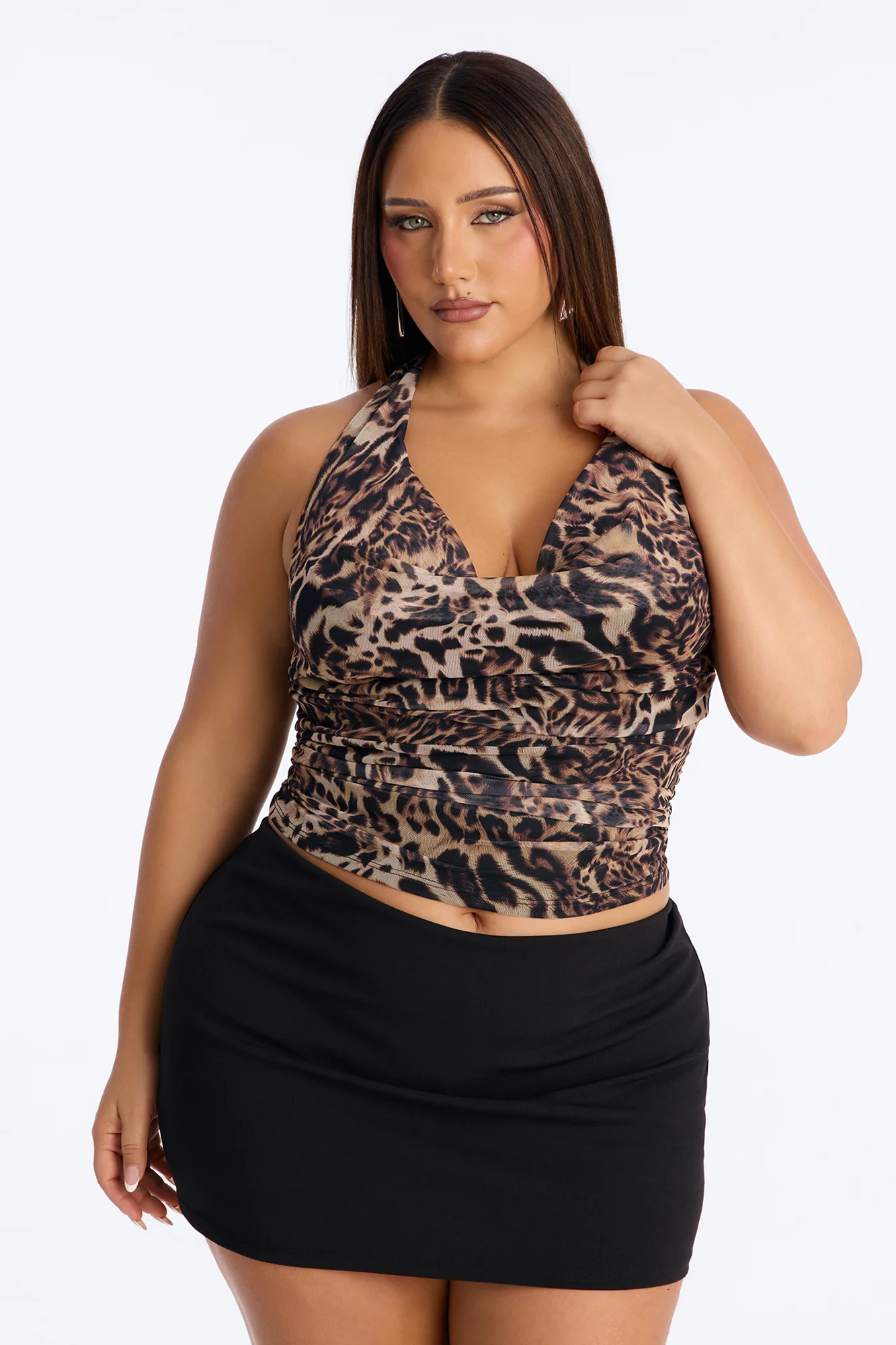 My Favorite Leopard Mesh Halter Top - Leopard - Image 4