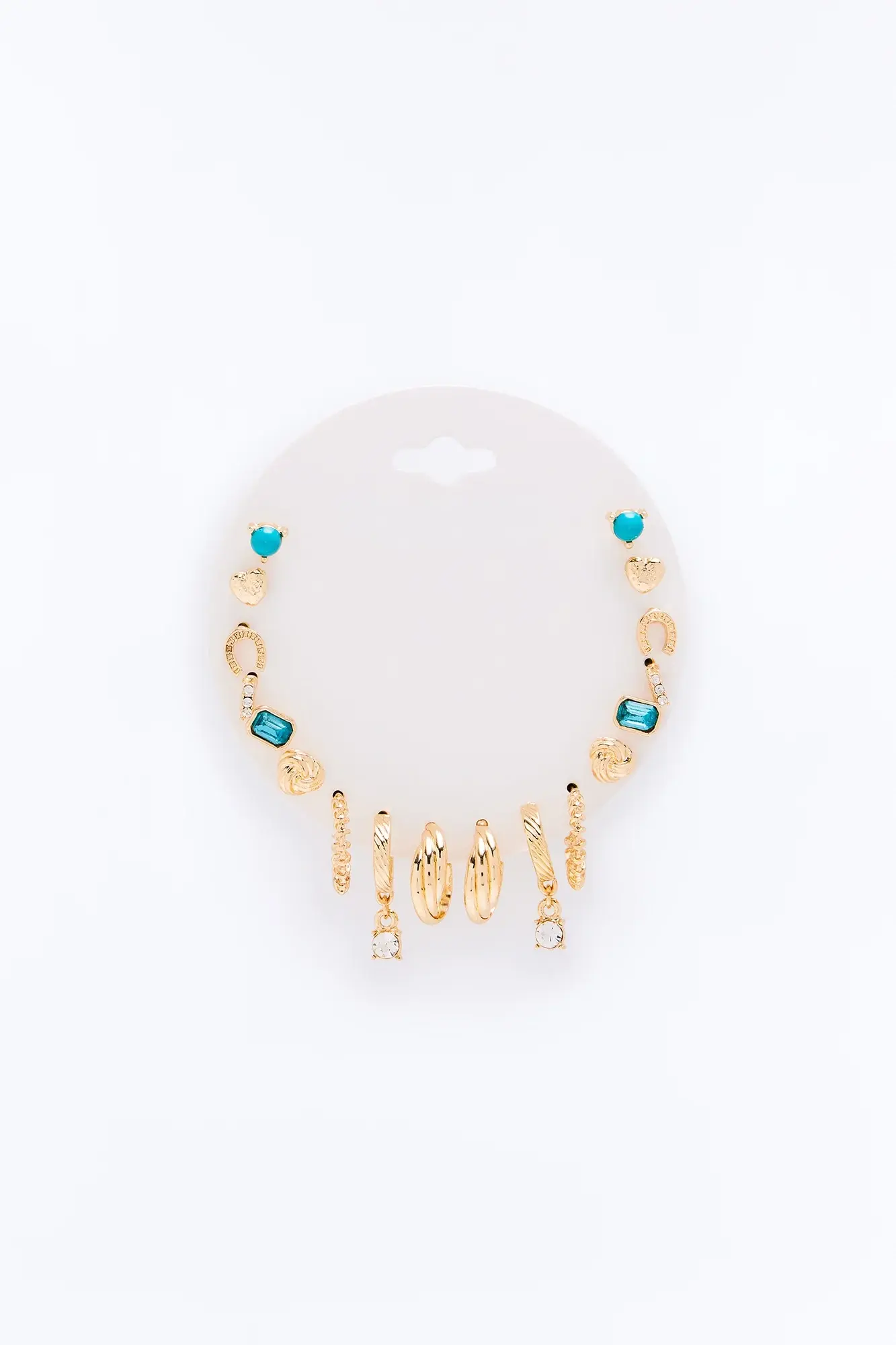 My Luck 9 Pair Multi Earring Set - Gold/Blue