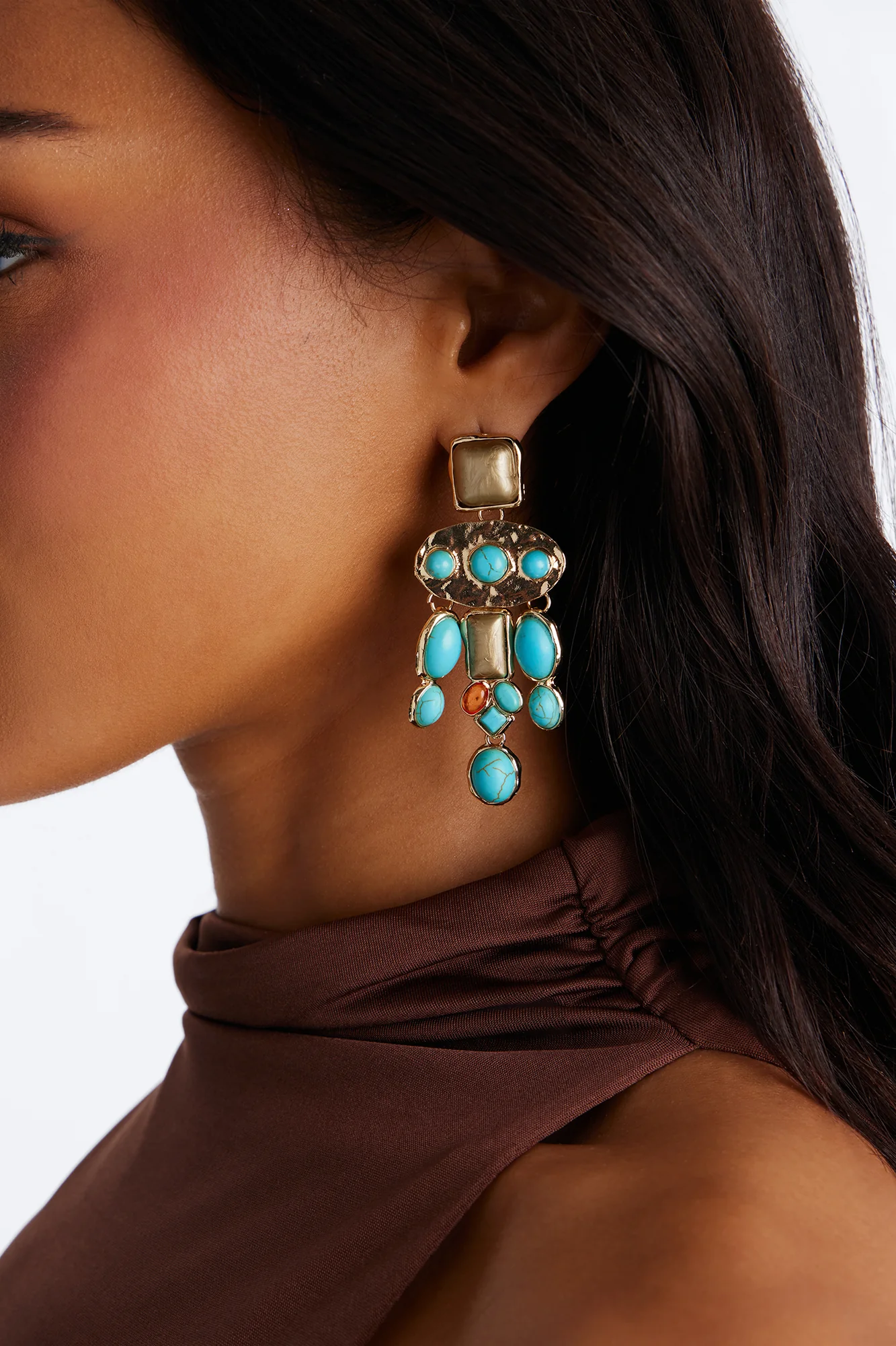 Mya Jeweled Earrings - Turquoise