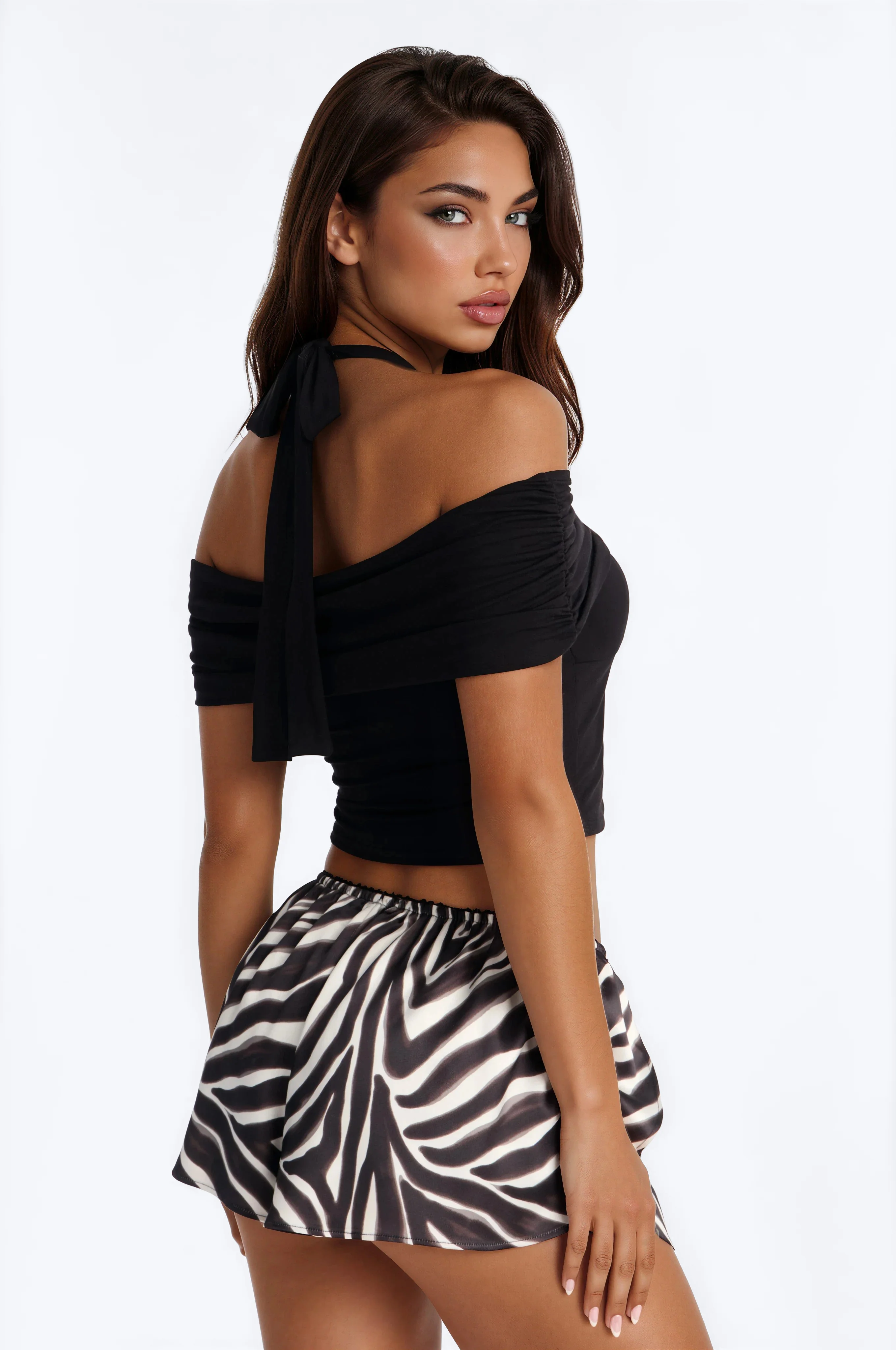 Mykonos Muse Off Shoulder Hardware Top - Black - Image 4