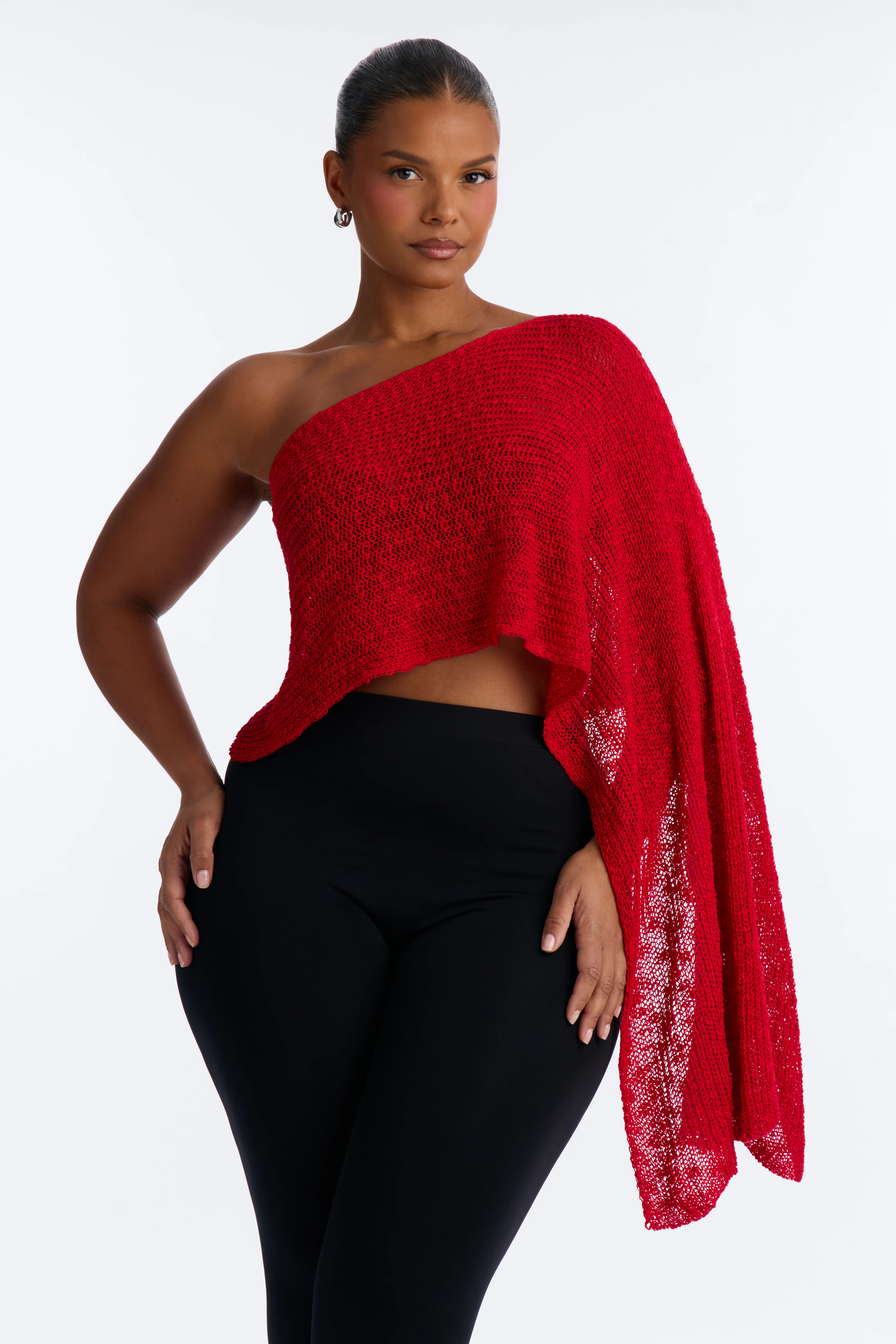 Mykonos NIghts Off Shoulder Sweater Top - Red - Image 5