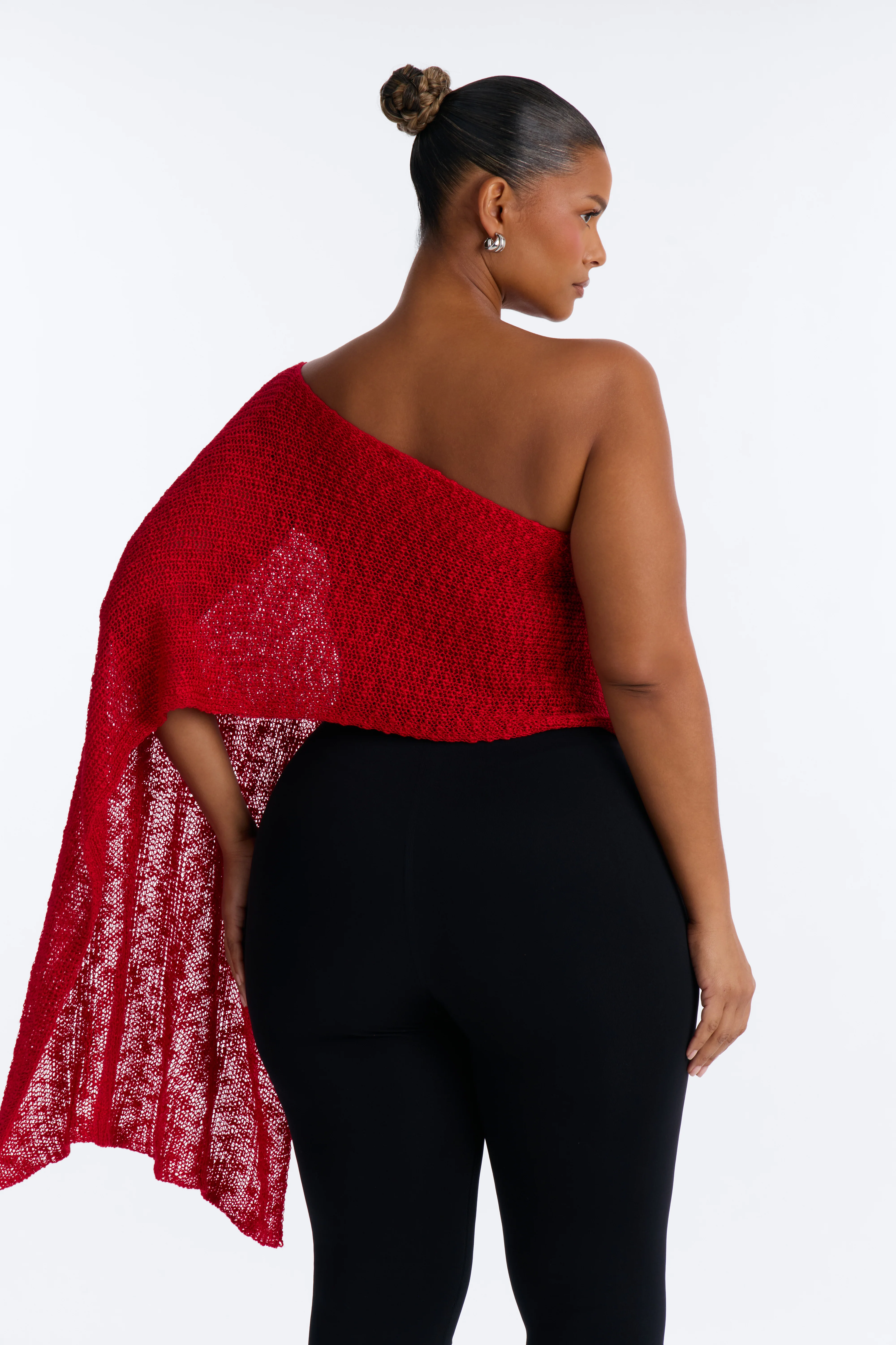 Mykonos NIghts Off Shoulder Sweater Top - Red - Image 7