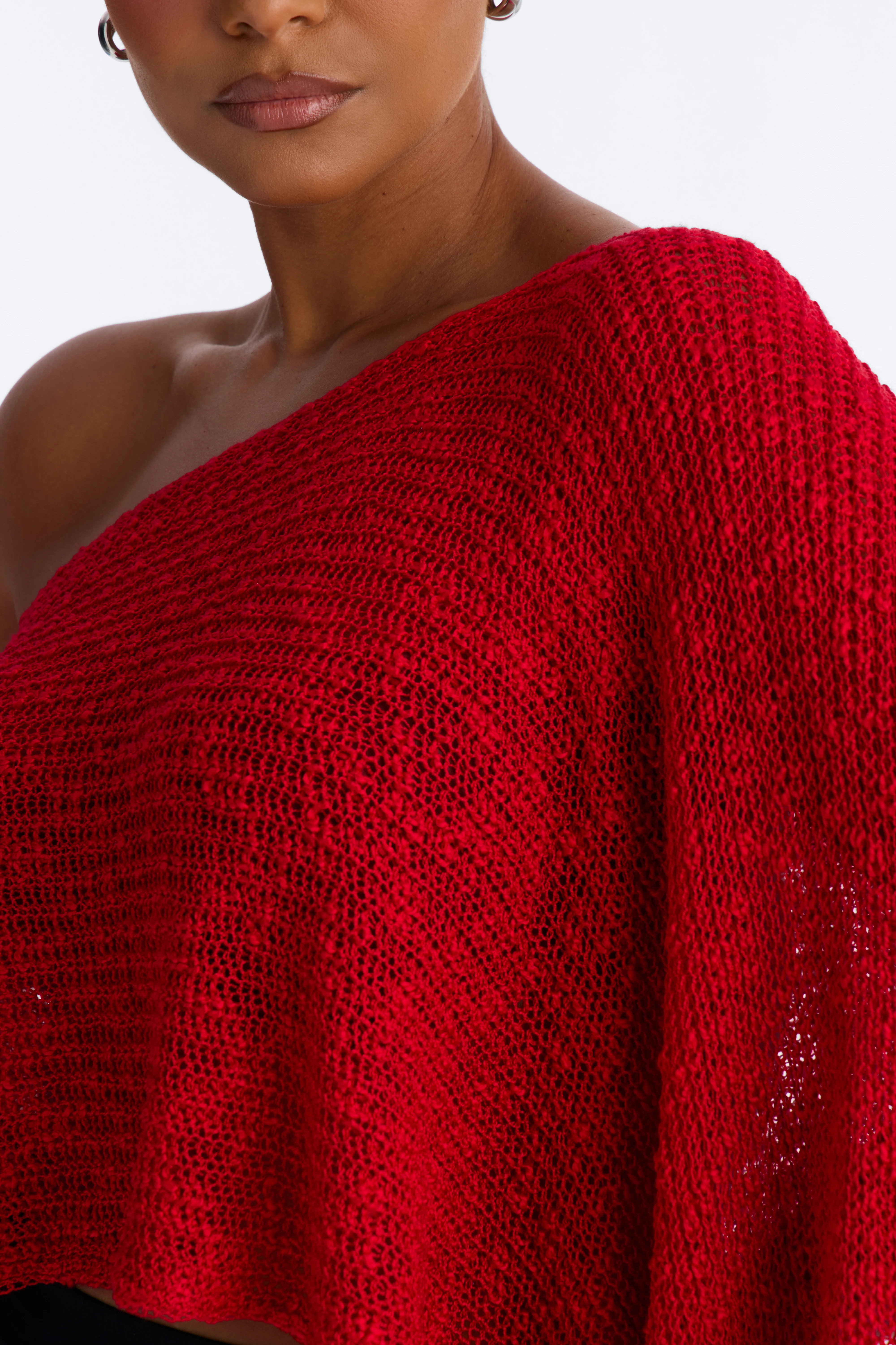 Mykonos NIghts Off Shoulder Sweater Top - Red - Image 8