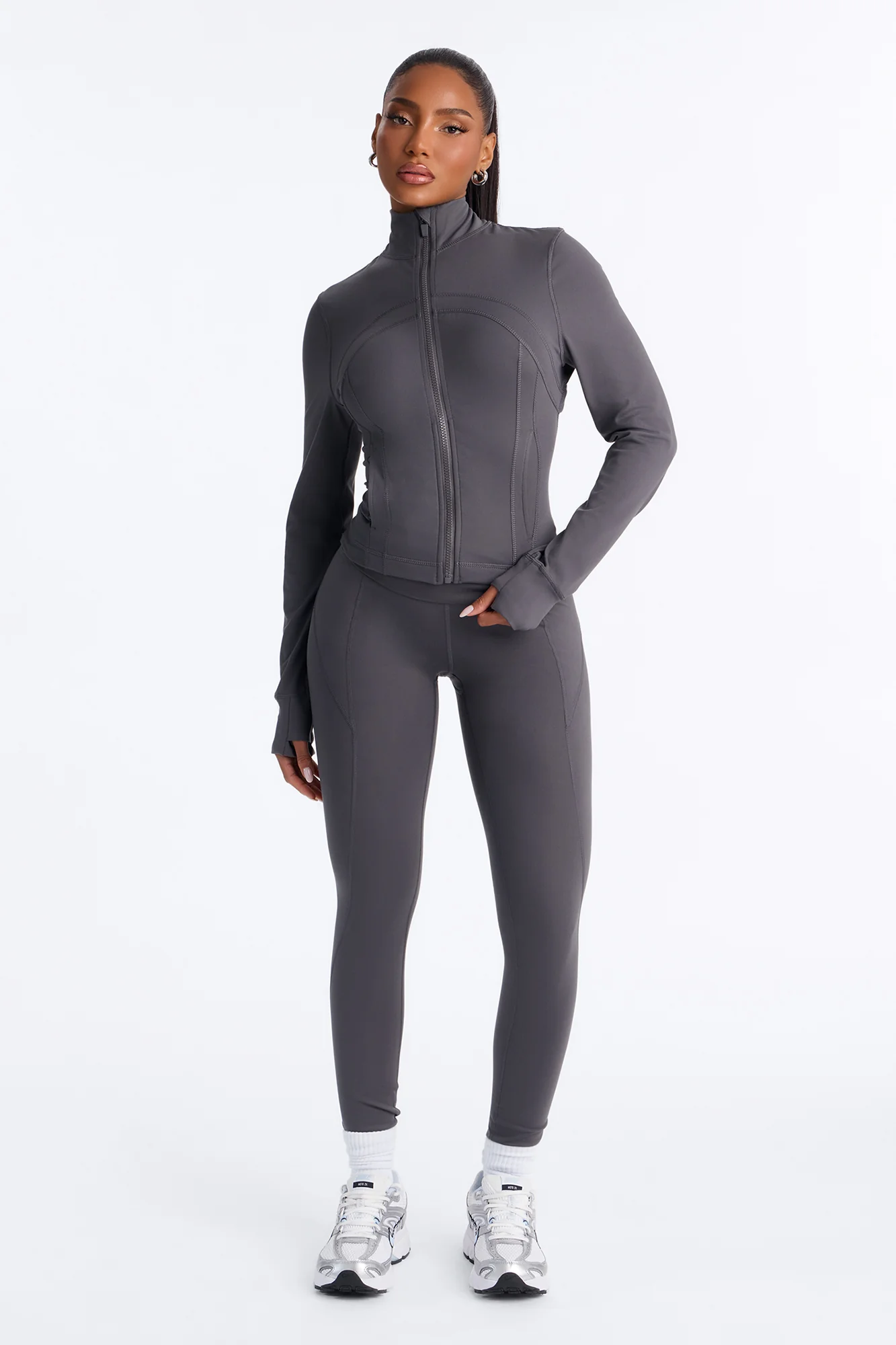Myla Lounge Tricot Zip Front Jacket - Charcoal - Image 2