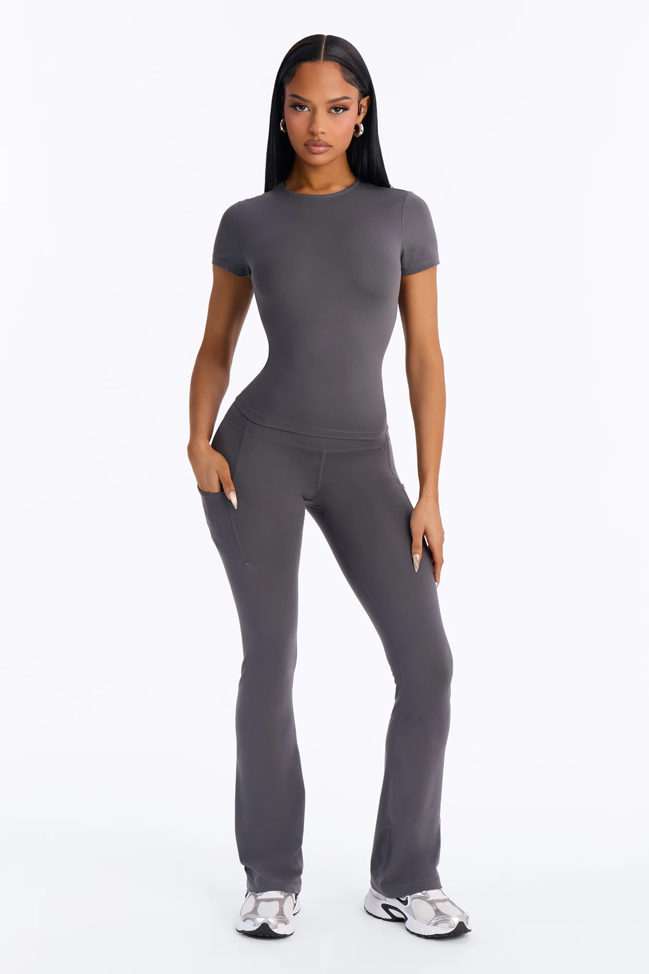 Myla Tricot Lounge Flare Pant - Charcoal