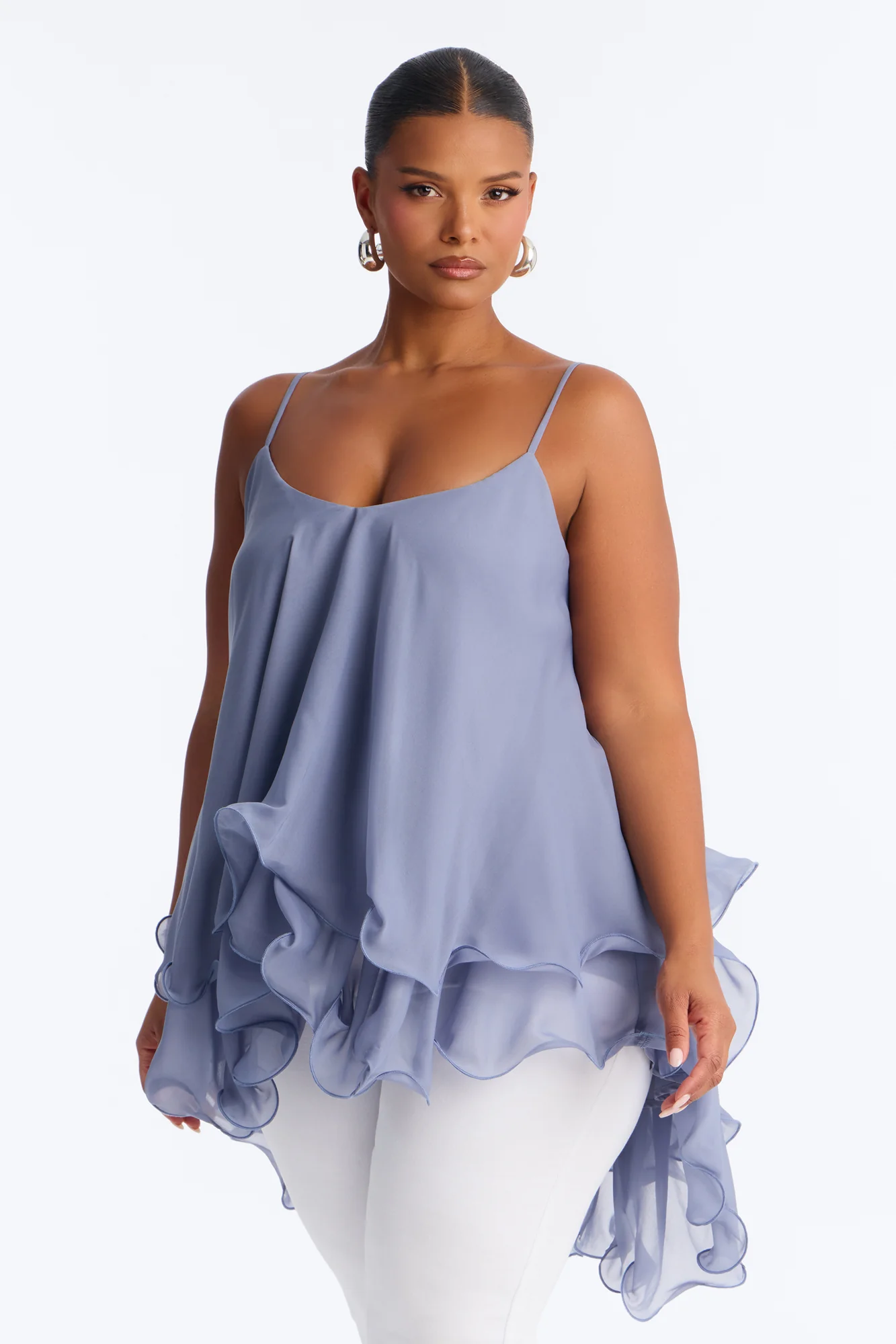 Nadia Ruffle Extreme Ruffle Cami Top - Slate Blue - Image 2