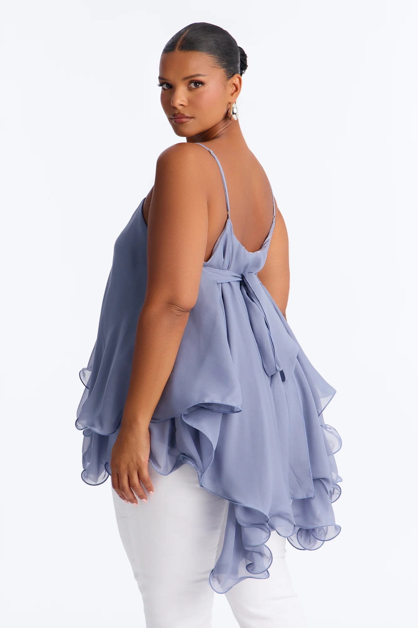 Nadia Ruffle Extreme Ruffle Cami Top - Slate Blue - Image 4