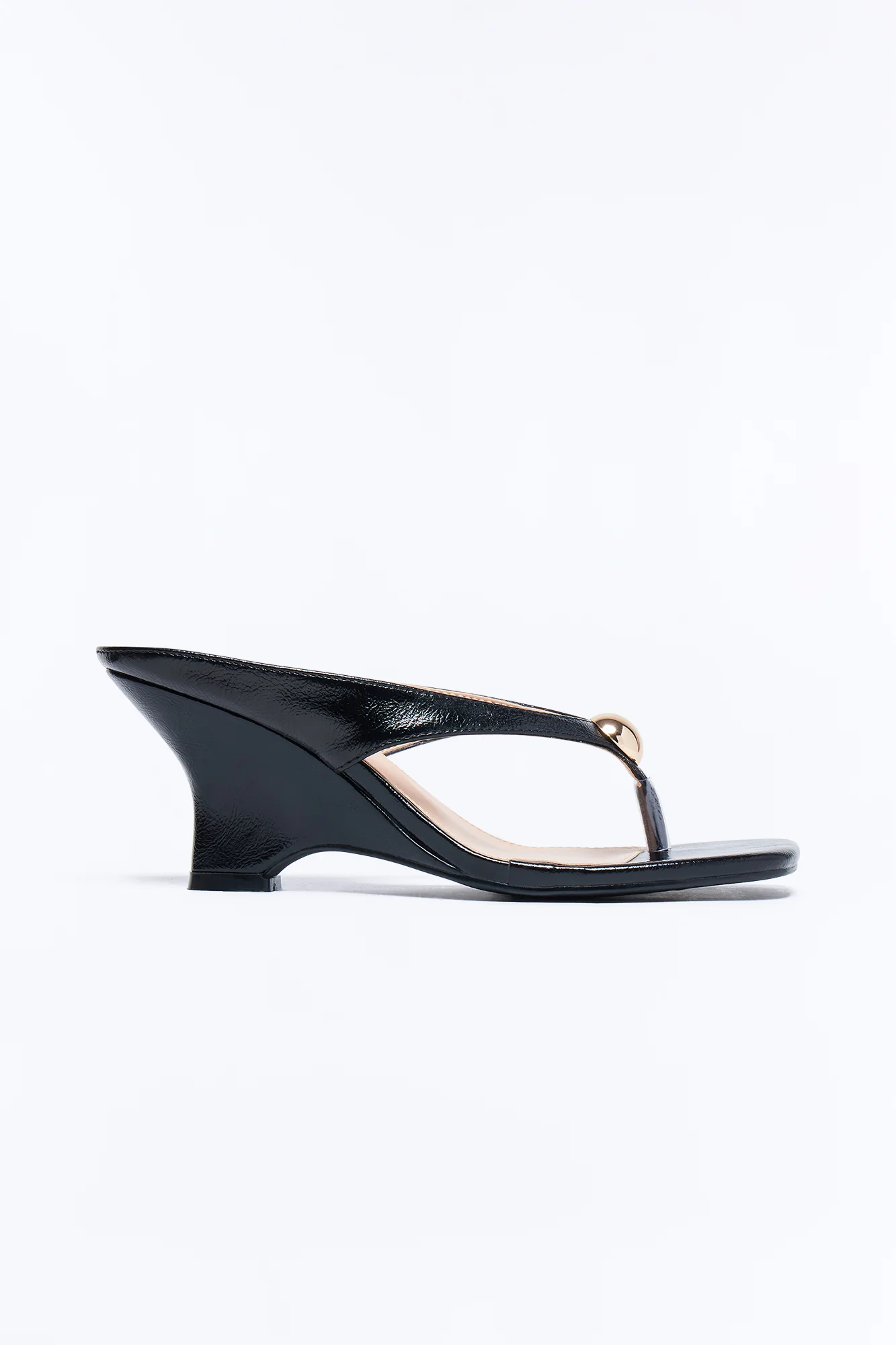Nadine Thong Wedges - Black