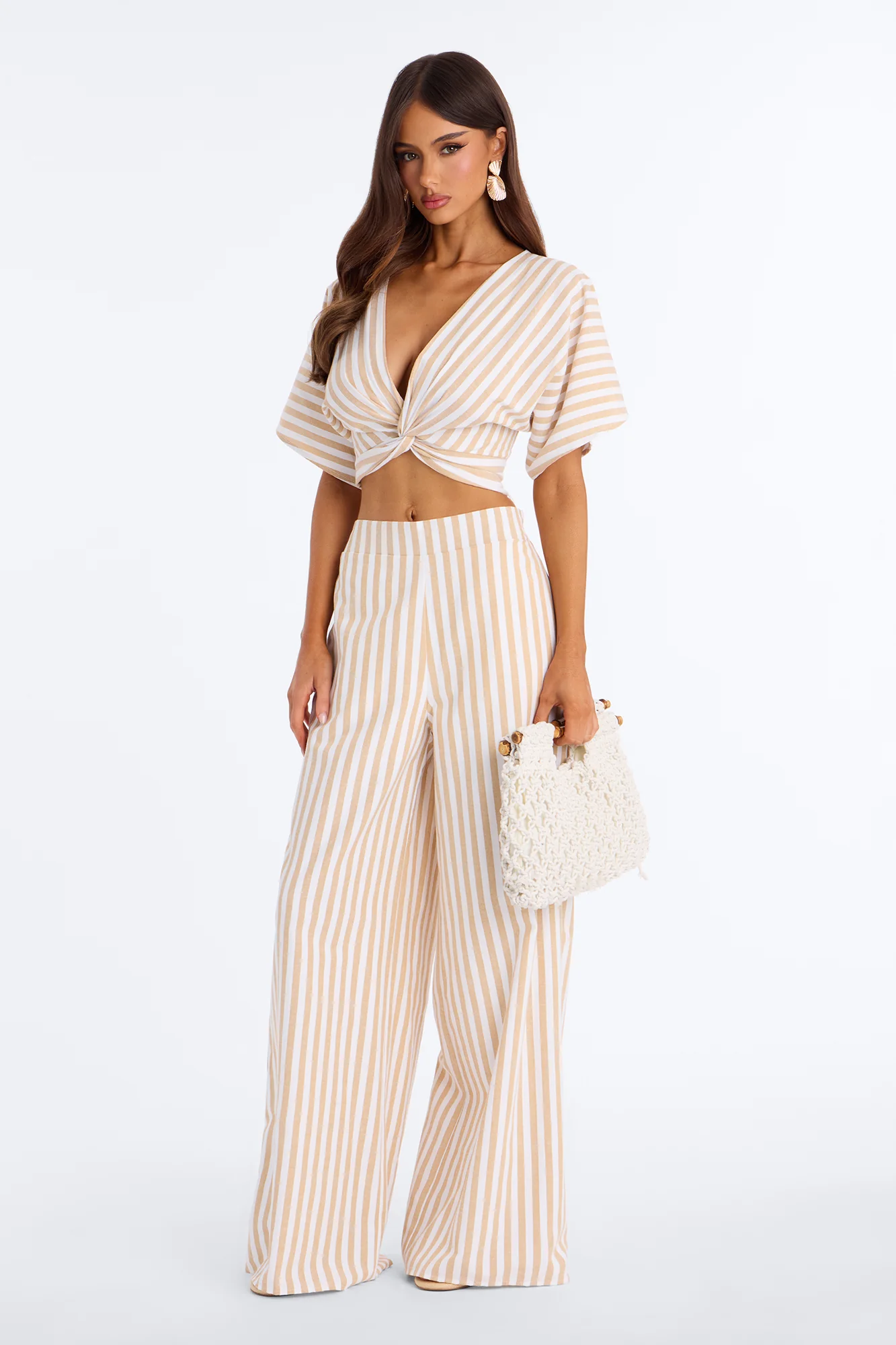Nantucket Stripe Pant Set - Taupe