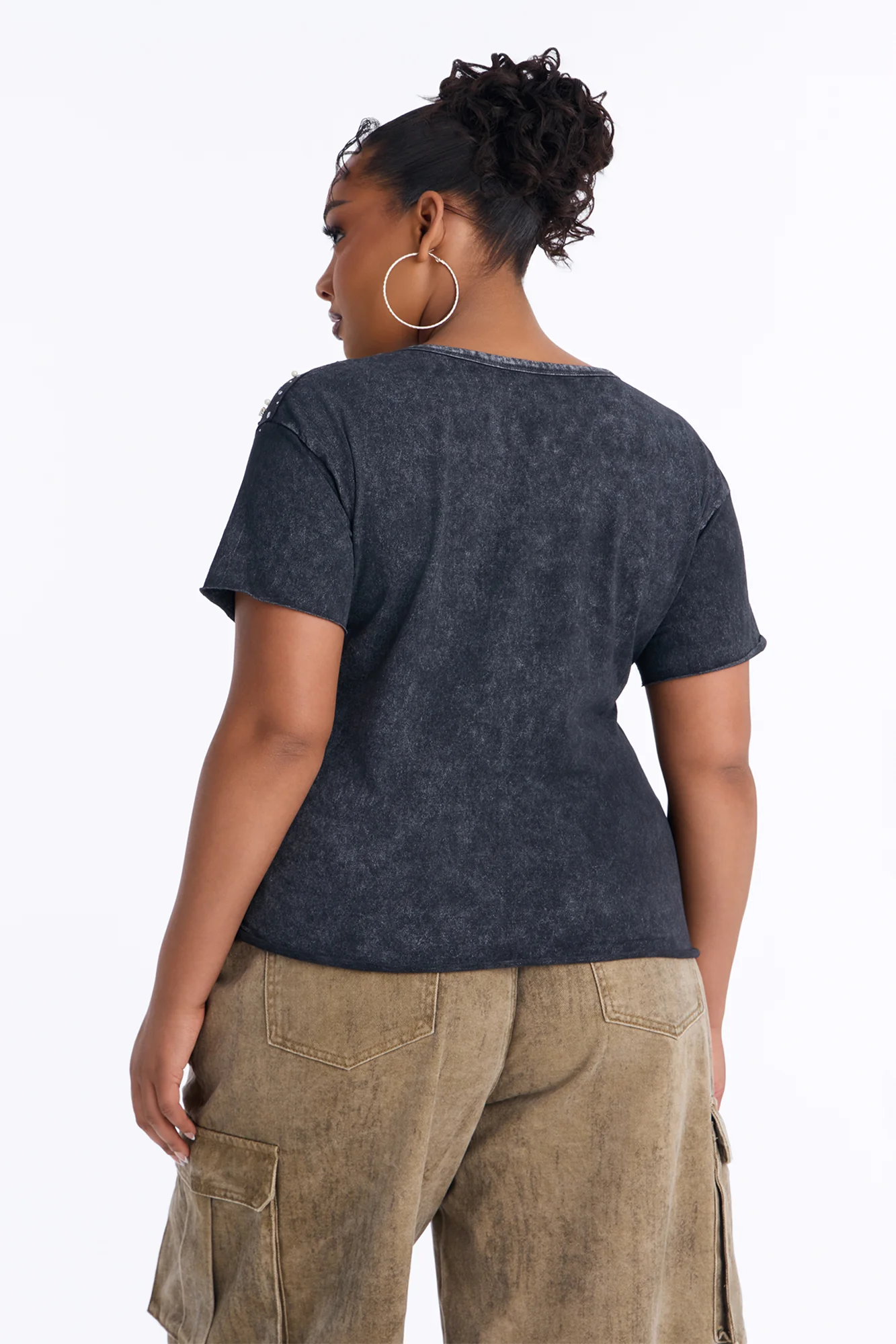 Nashville Rhinestone Music City Washed Top - Black Wash - Image 7