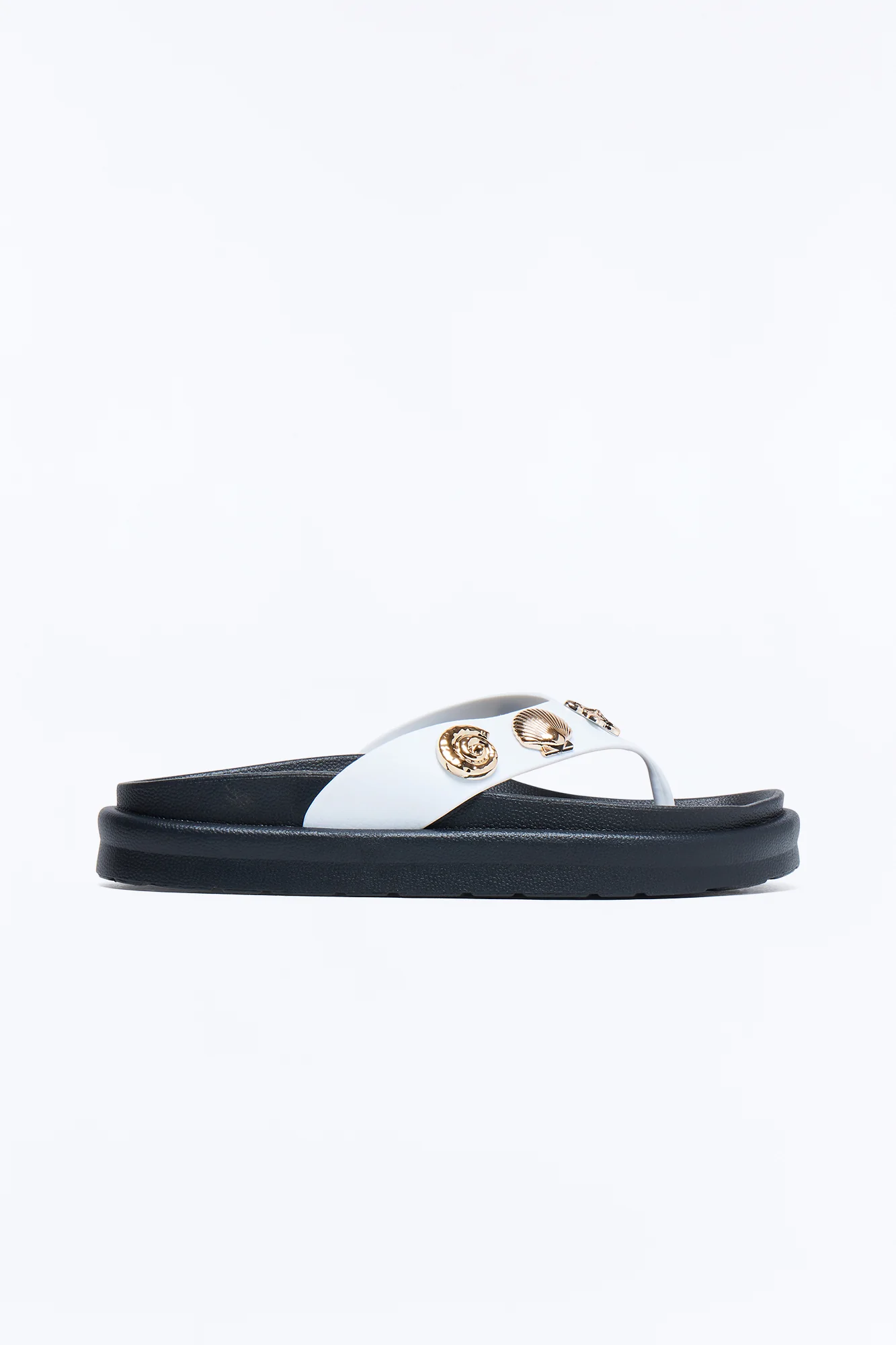 Natalia Shell Flip Flops - White