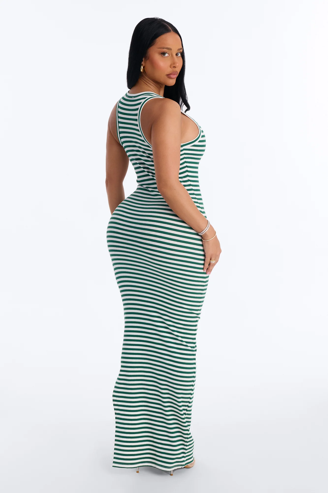 Natalia Striped Maxi Dress - Kelly Green - Image 4