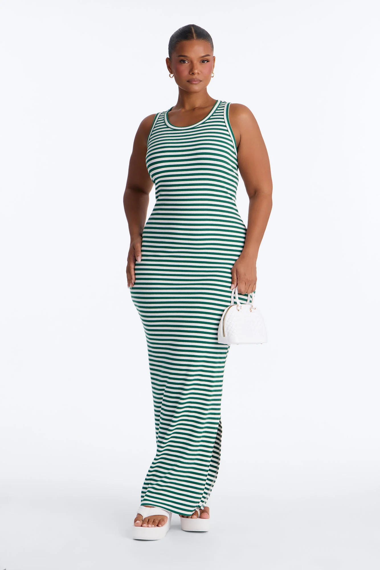 Natalia Striped Maxi Dress - Kelly Green - Image 5