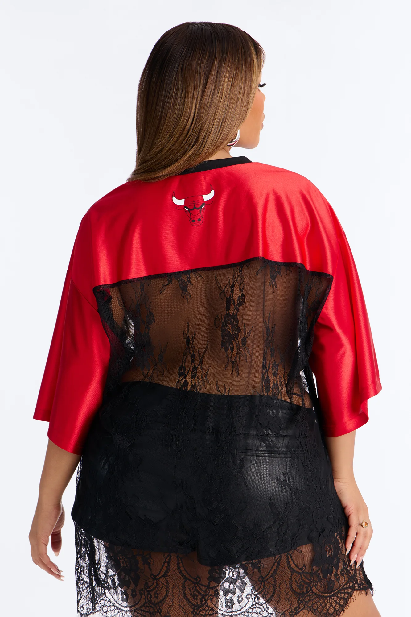 NBA Chicago Bulls Oversized Lace Top - Black - Image 8
