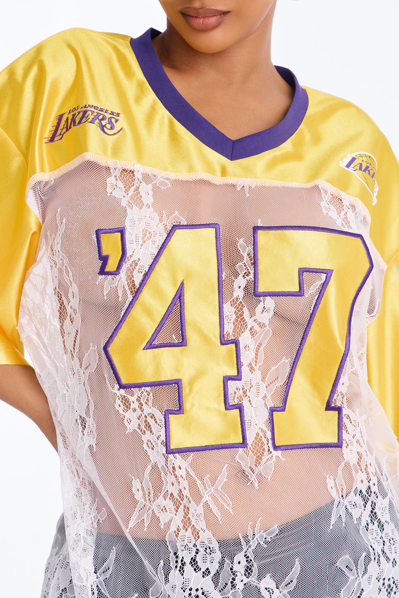 NBA LA Lakers Lace Top - White - Image 4